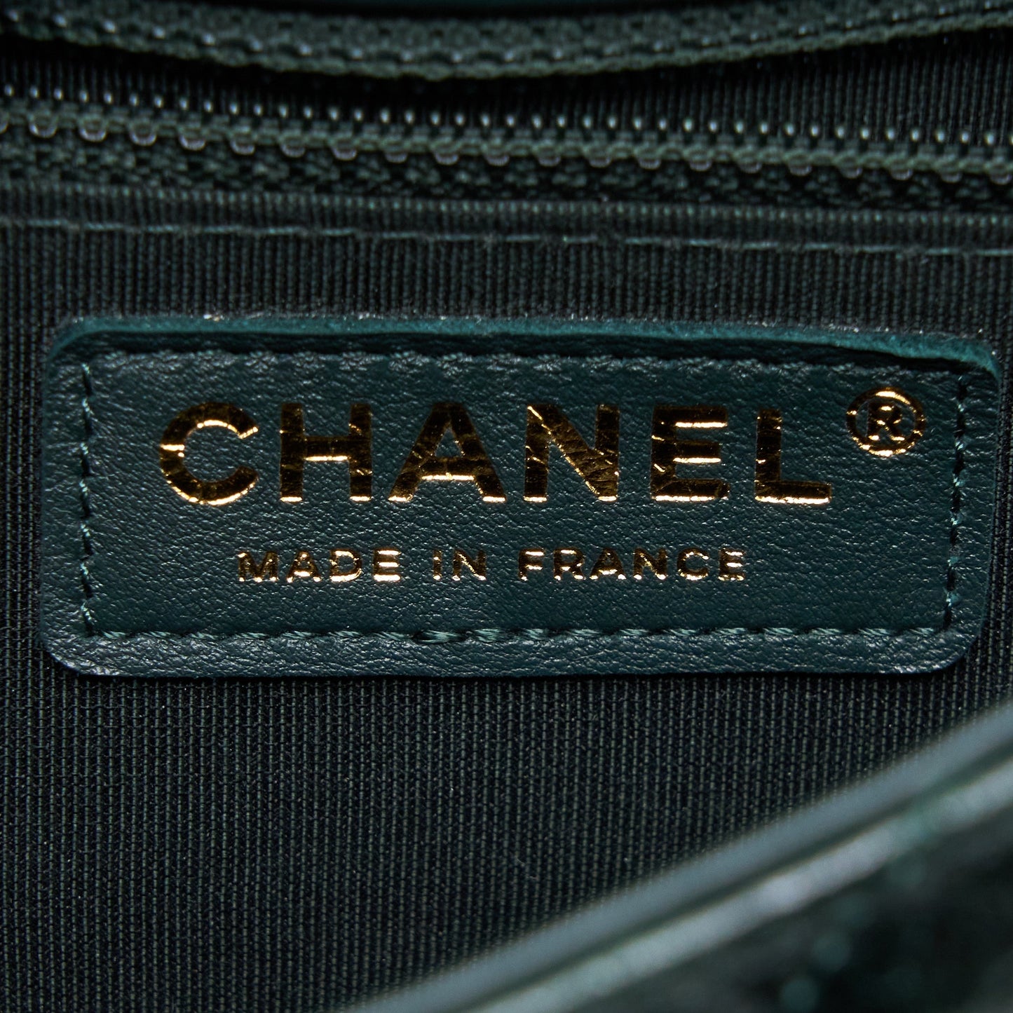 Chanel Chevron Hampton Flap Bag Aged Calfskin Dark Green GHW