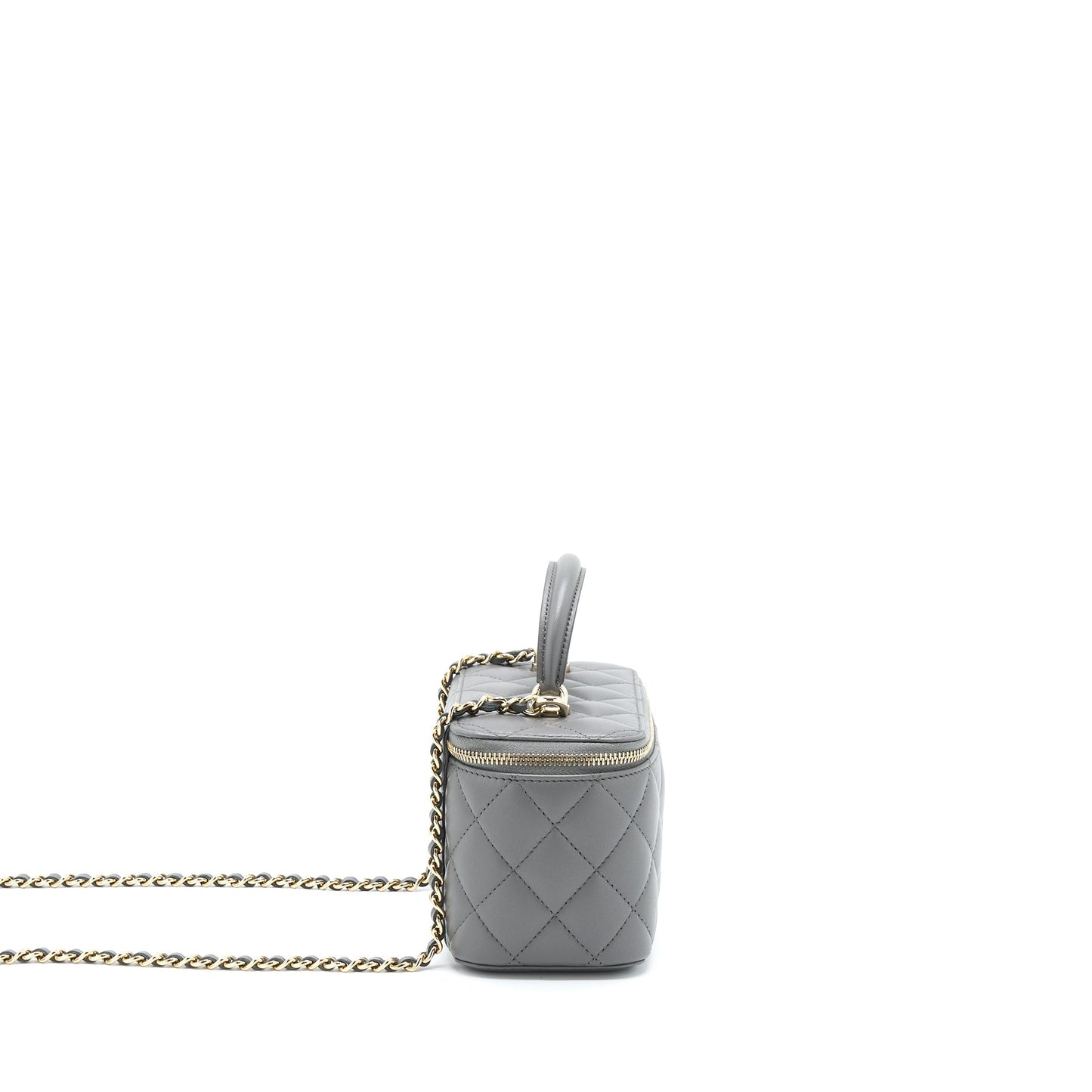 Chanel 22A Top Handle Long Vanity With Chain Grey GHW