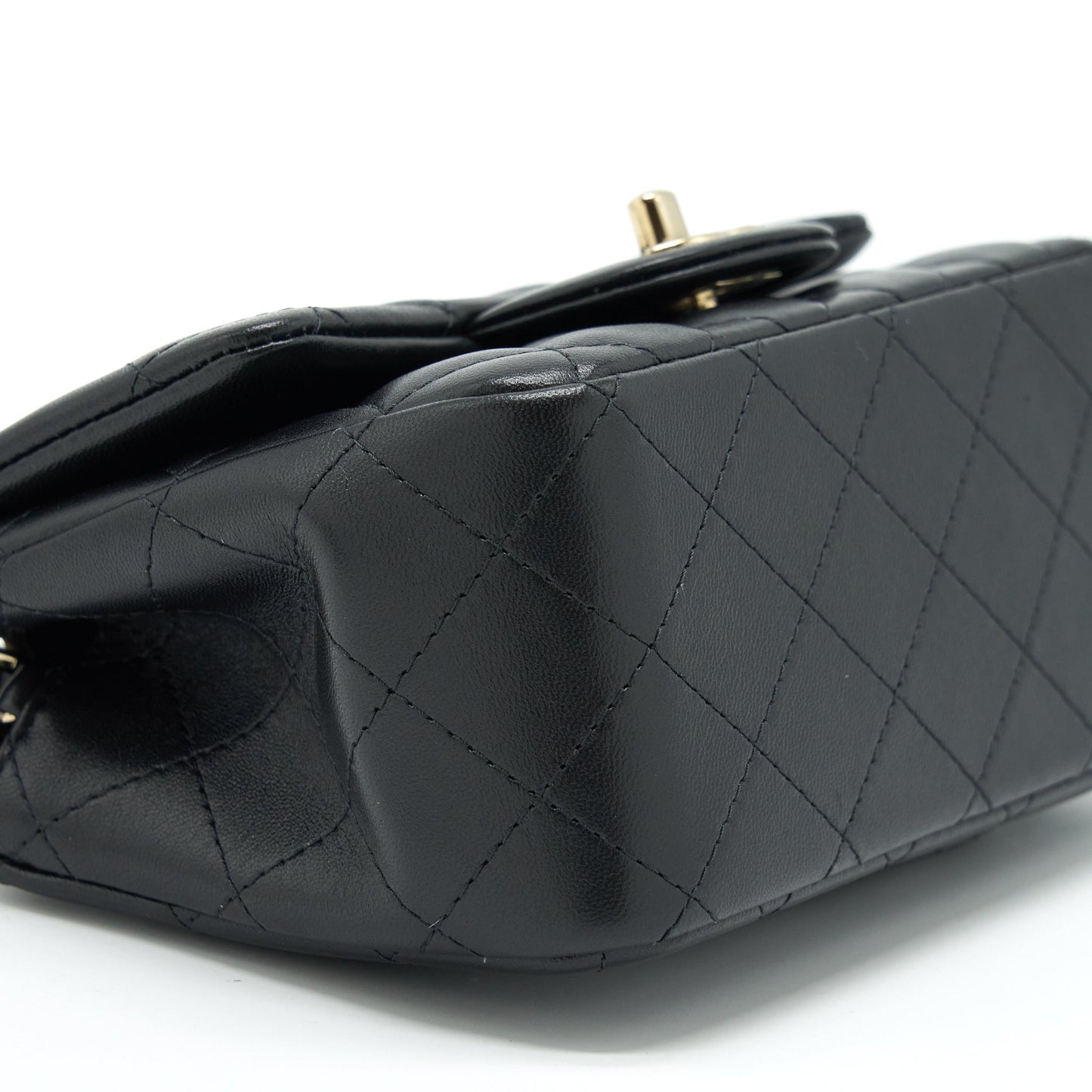 Chanel Mini Square Flap Bag Lambskin Black LGHW(Microchip)