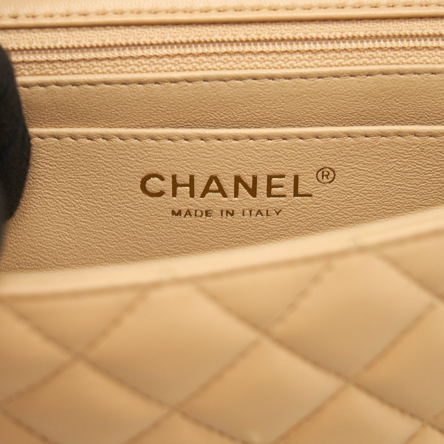 Chanel Mini Rectangular Lambskin Light Beige LGHW(microchip)