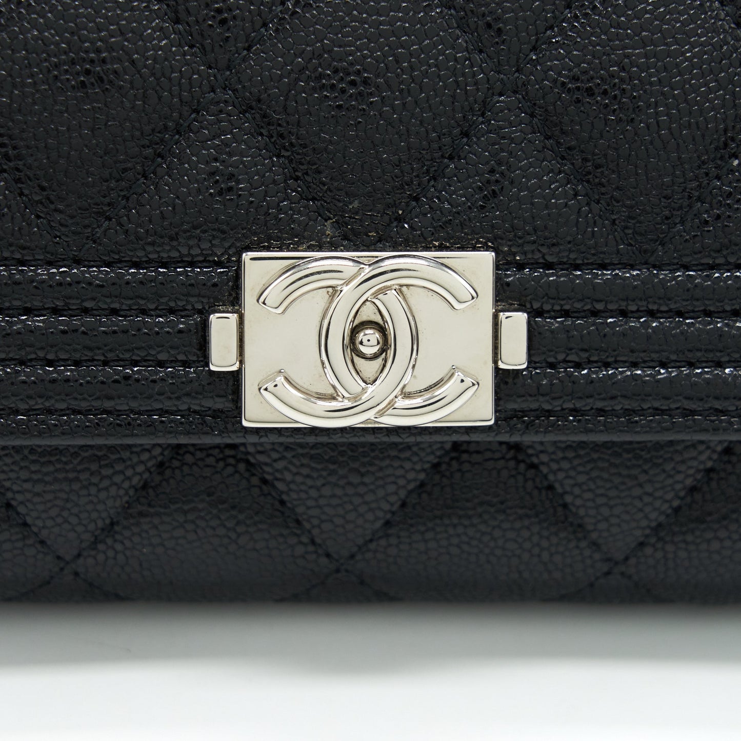 Chanel Boy Card Holder Caviar Black SHW