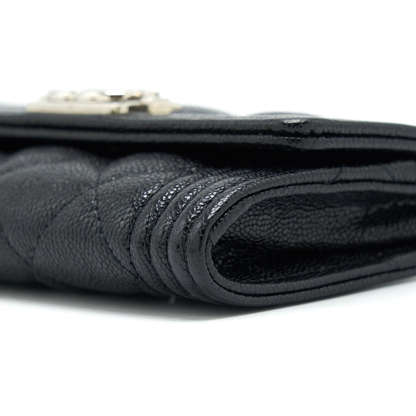 Chanel Boy Card Holder Caviar Black SHW