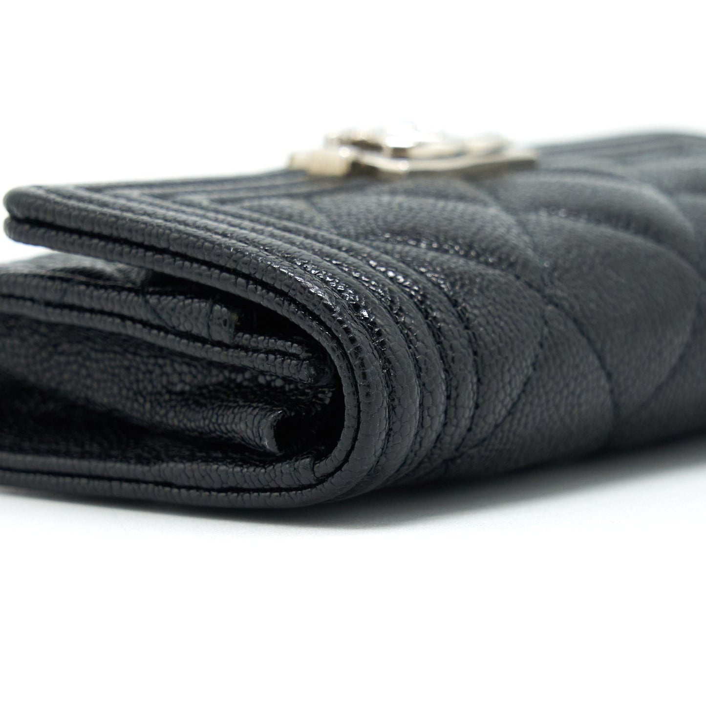 Chanel Boy Card Holder Caviar Black SHW