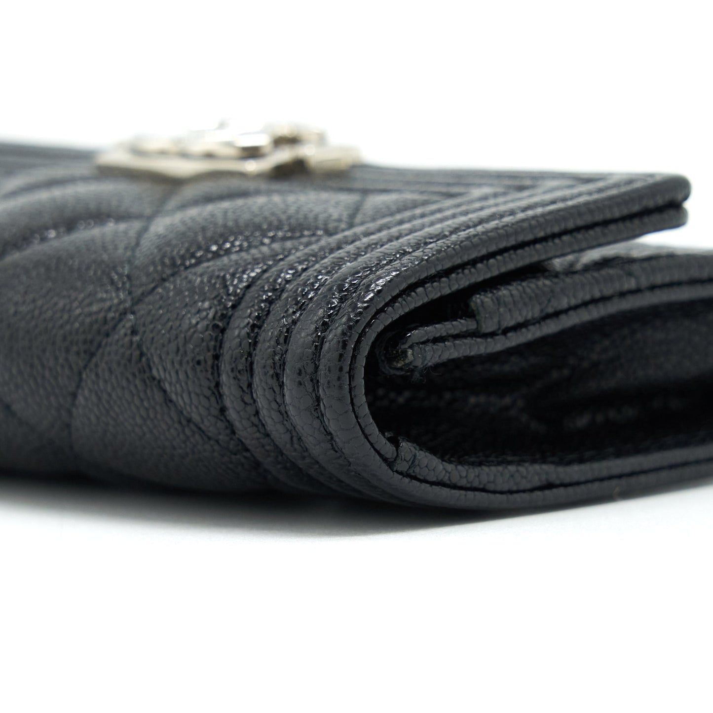 Chanel Boy Card Holder Caviar Black SHW