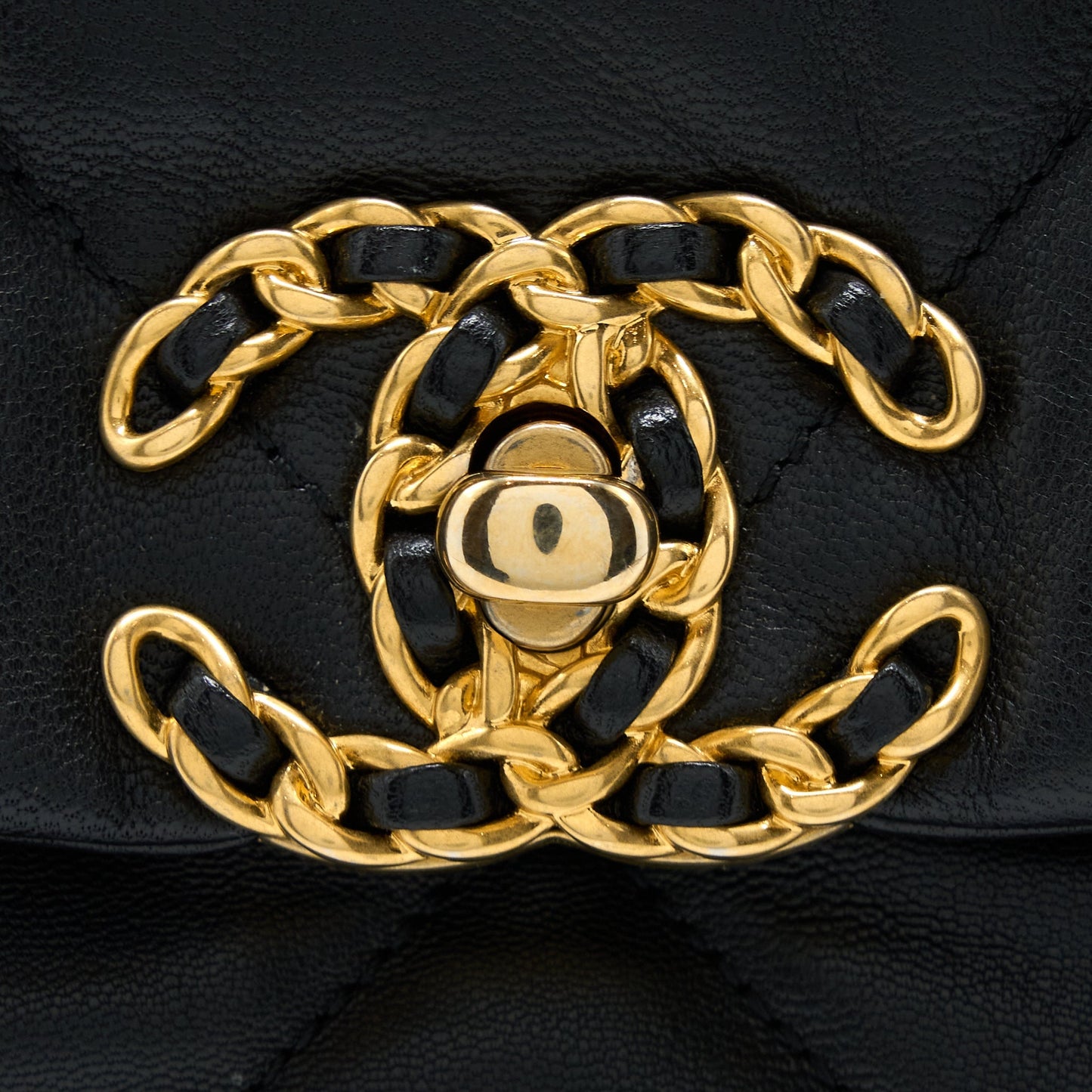 Chanel MAXI 19 Bag Goatskin Black Multicolour Hardware