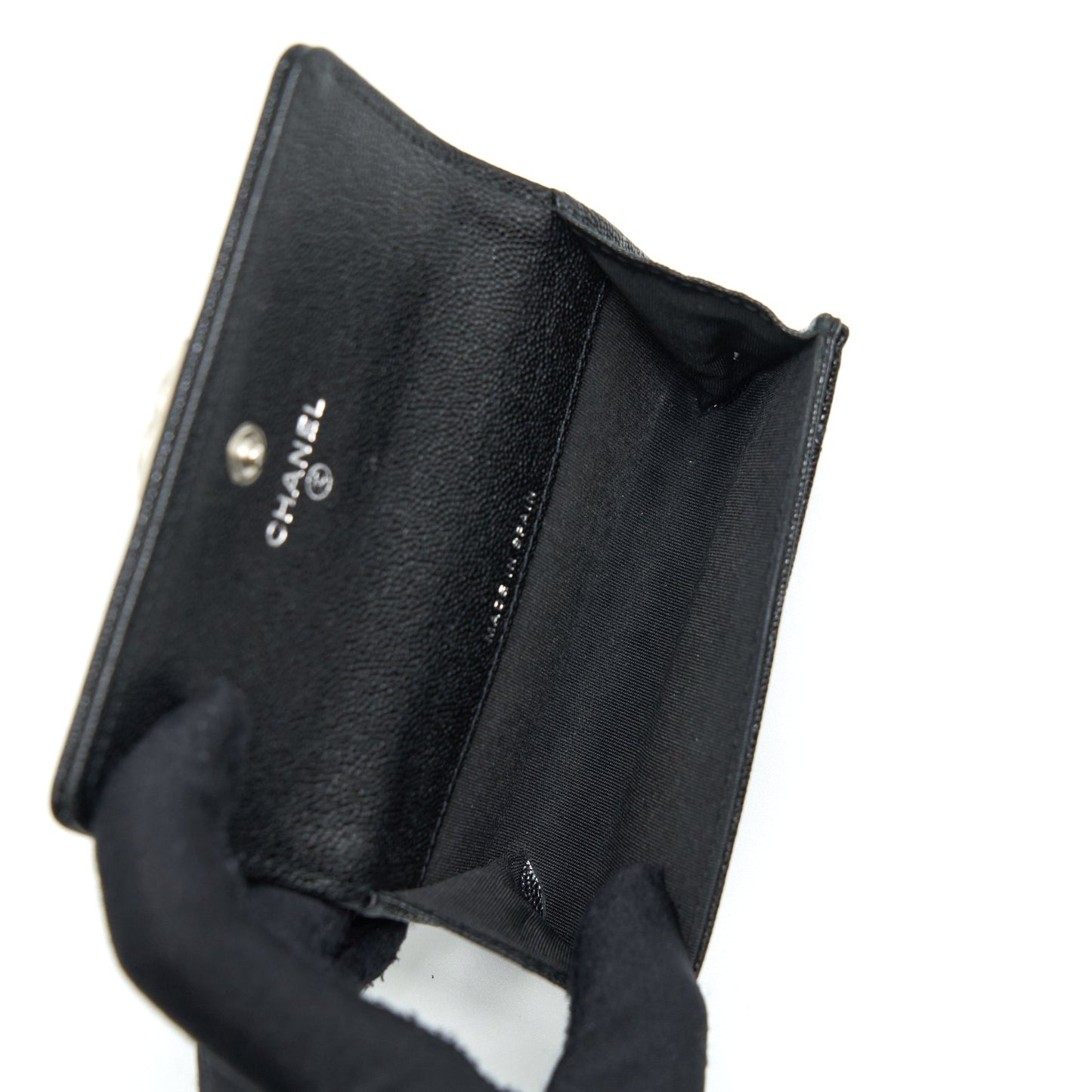 Chanel Boy Card Holder Caviar Black SHW