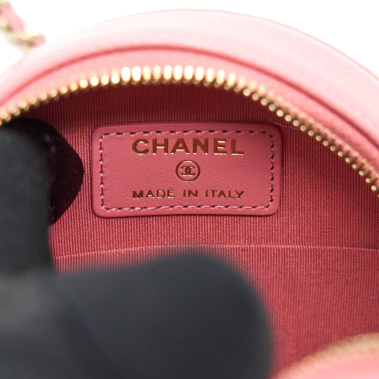 Chanel Camellia Round Clutch With Chain Pink LGHW