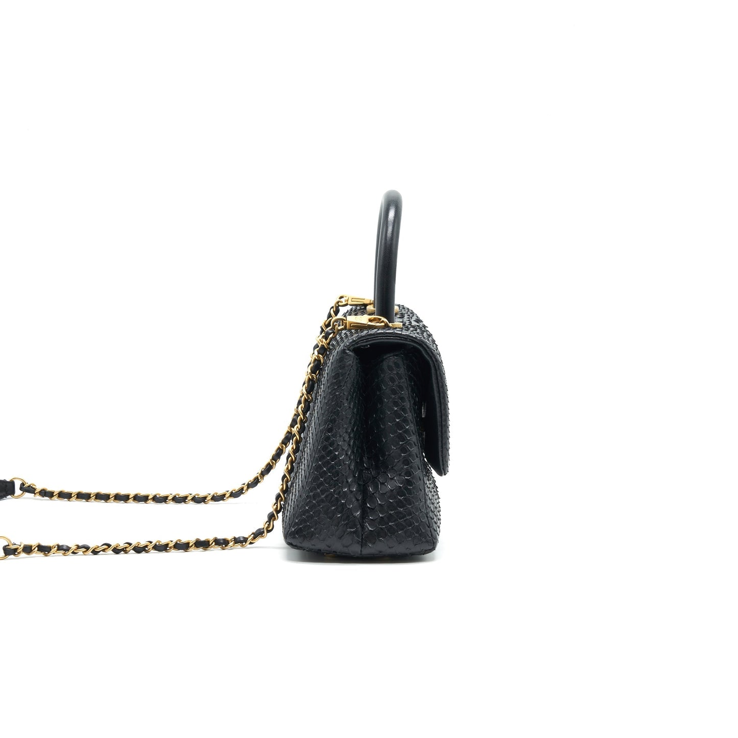 Chanel Coco Handle Mini Python Leather Black GHW