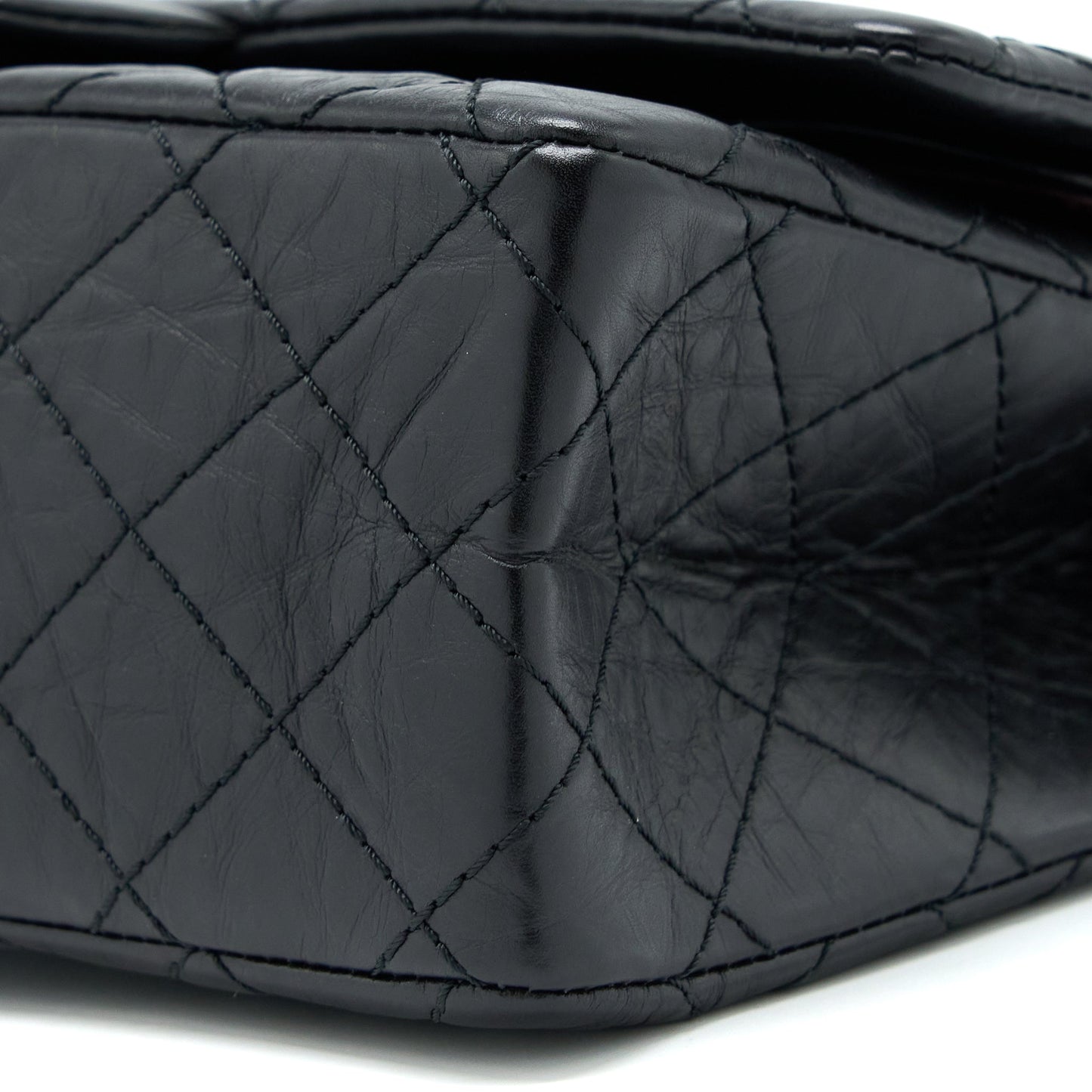 Chanel Small 2.55 255 Double Flap Bag Calfskin Black Ruthenium SHW