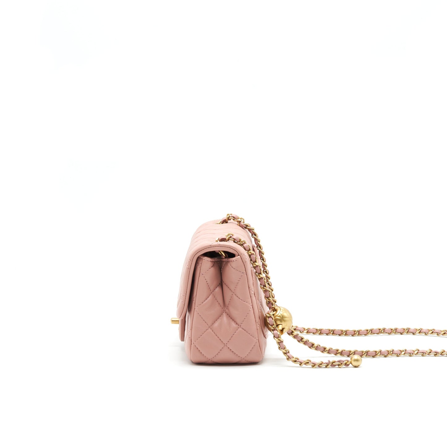 Chanel 21B Light Pink Pearl Crush Mini Square Flap Bag GHW