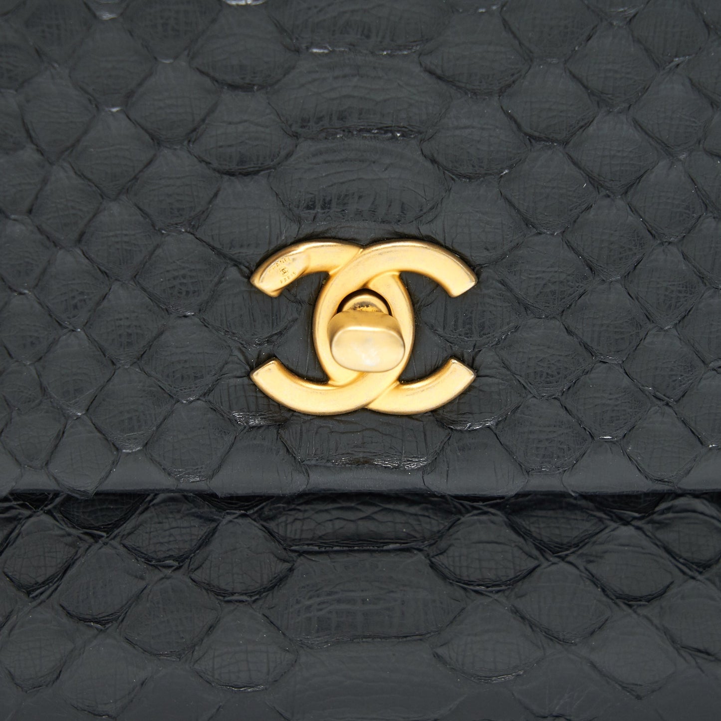 Chanel Coco Handle Mini Python Leather Black GHW
