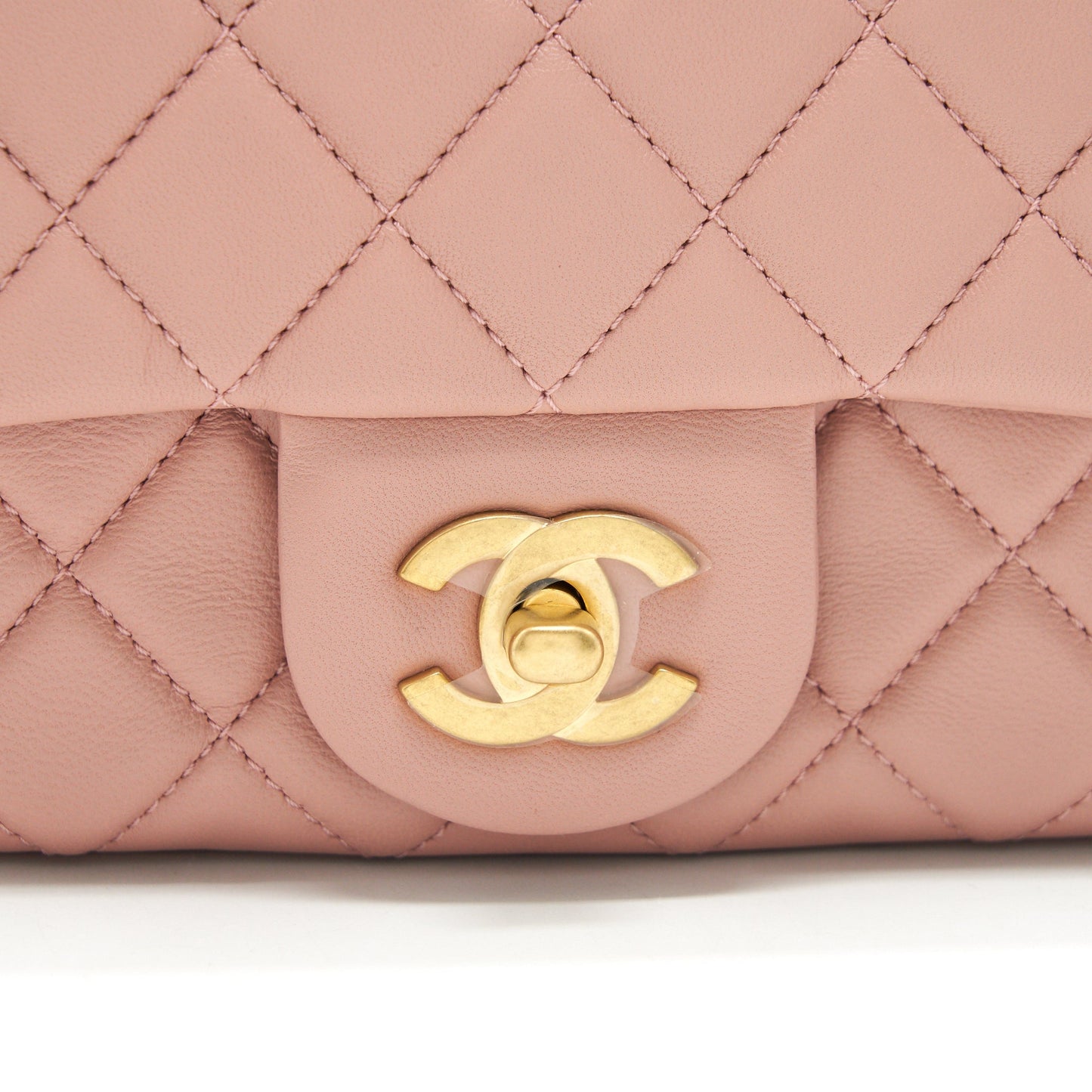 Chanel 21B Light Pink Pearl Crush Mini Square Flap Bag GHW