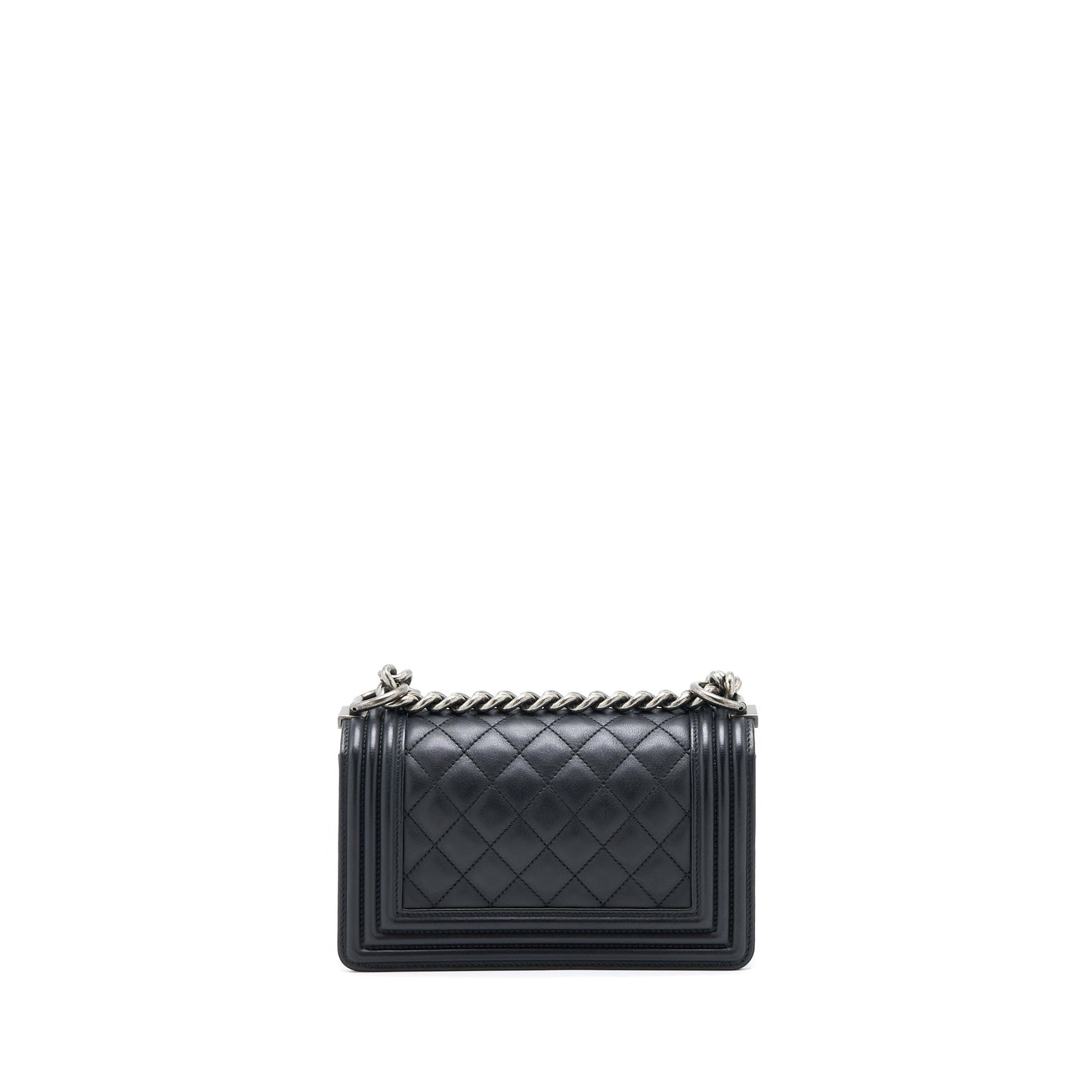 Chanel Small Boy Bag Calfskin Black With Ruthenium Hardware