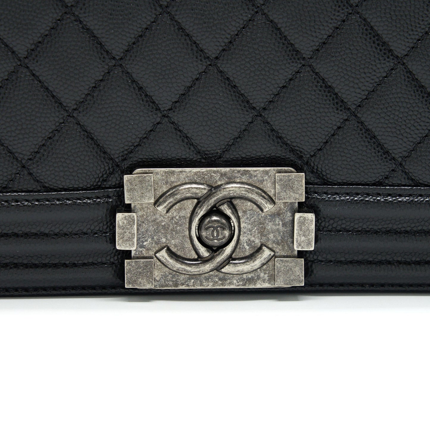 Chanel Caviar Old Medium Leboy Bag Black with Ruthenium Hardware