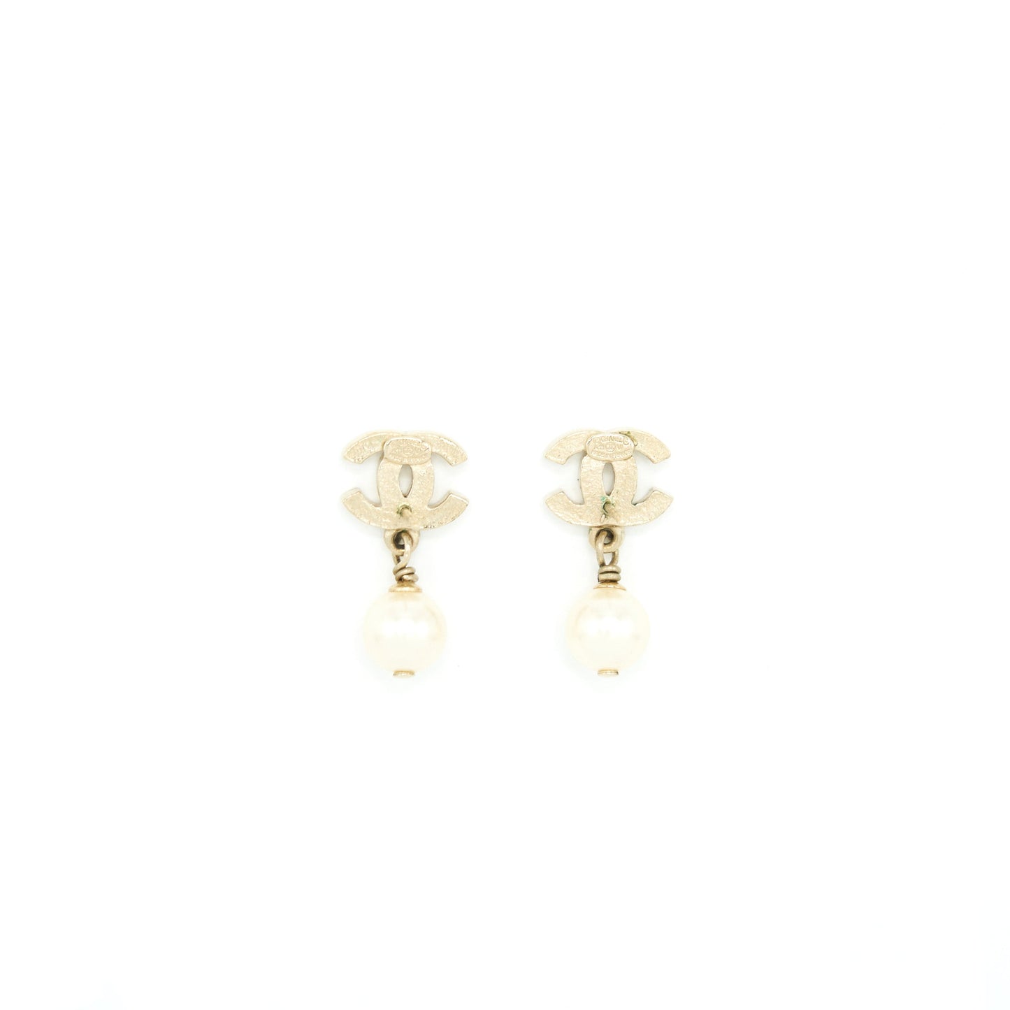 Chanel CC Logo With Pearl Drop Earrings LGHW
