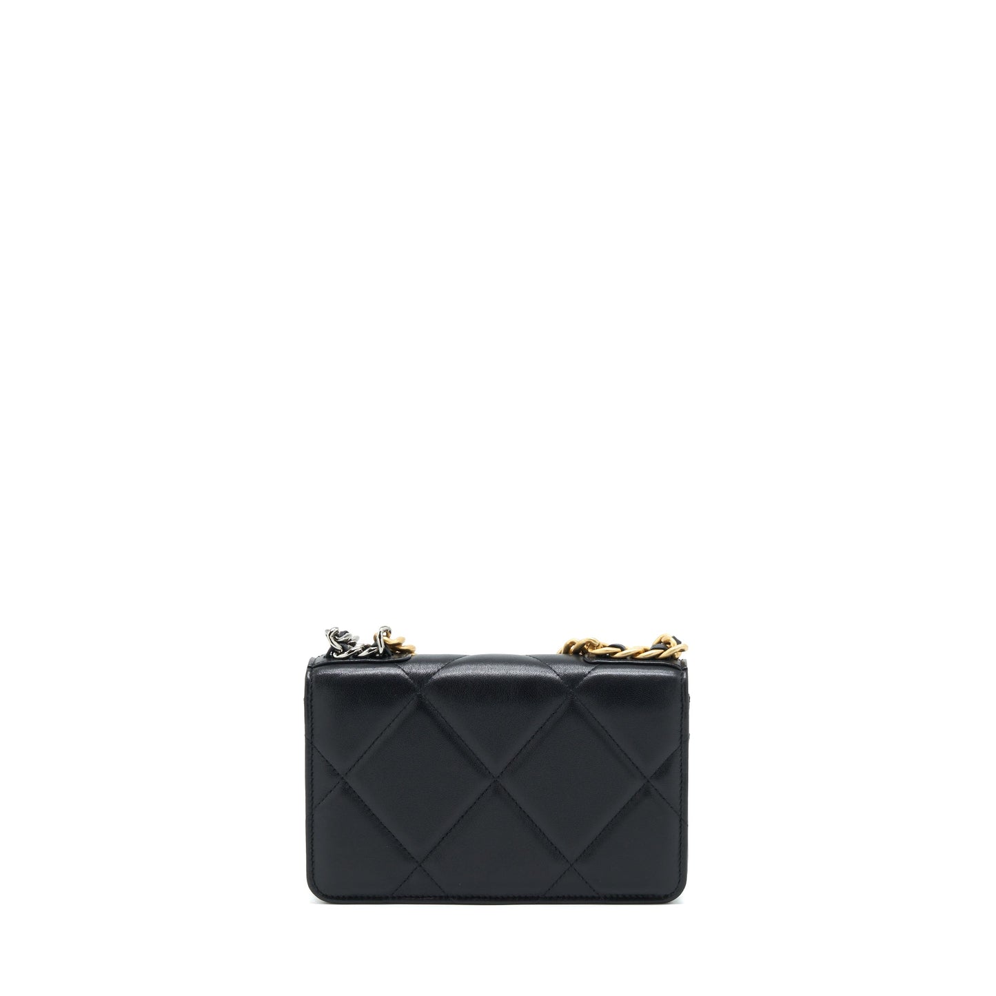 Chanel 19 Wallet On Chain Lambskin Black With Multicolour Hardware (Microchip)
