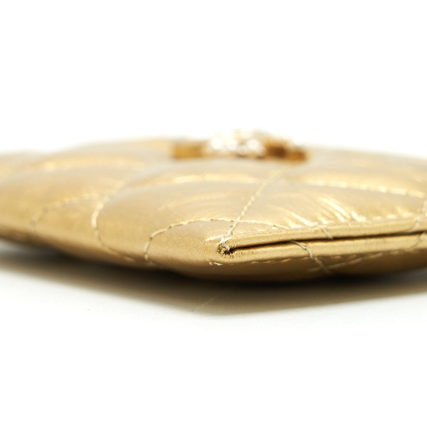 Chanel CC Logo Card Holder Gold Lambskin