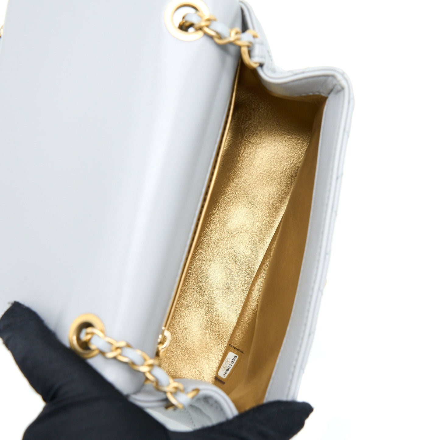 Chanel Pearl Crush Mini Square Flap Bag Lambskin Grey GHW