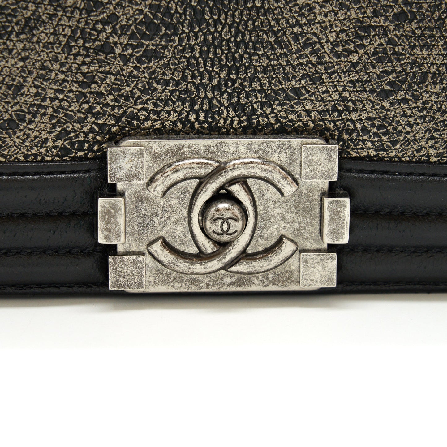 Chanel small boy Bag Lizard/Calfskin black with ruthenium hardware