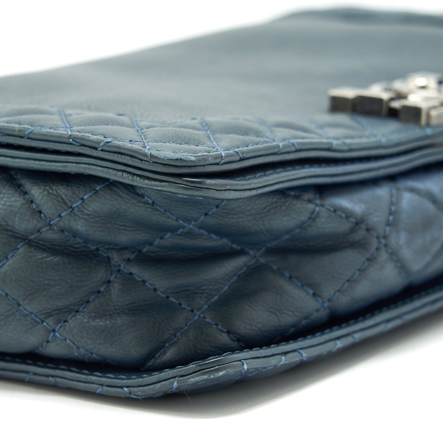 Chanel Boy Bag soft Calfskin Dark Blue ruthenium Hardware