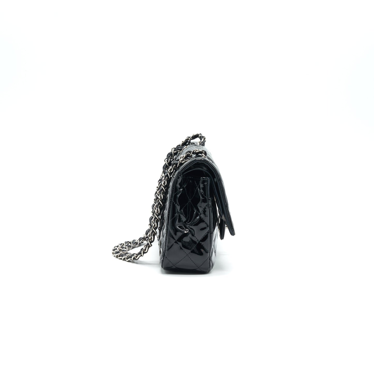Chanel Patent Leather Medium Classic Double Flap bag Black SHW