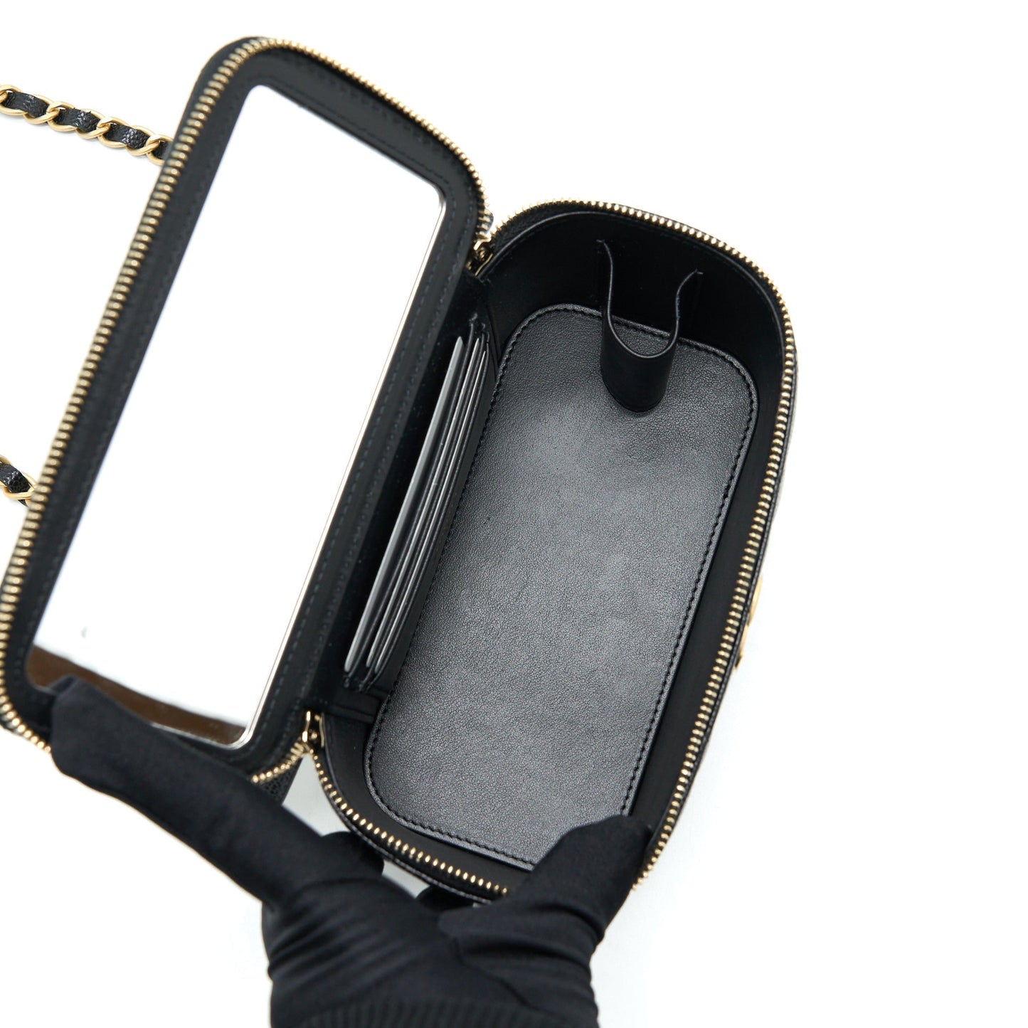 Chanel 22S Letter Top Handle Long Vanity Caviar Black GHW