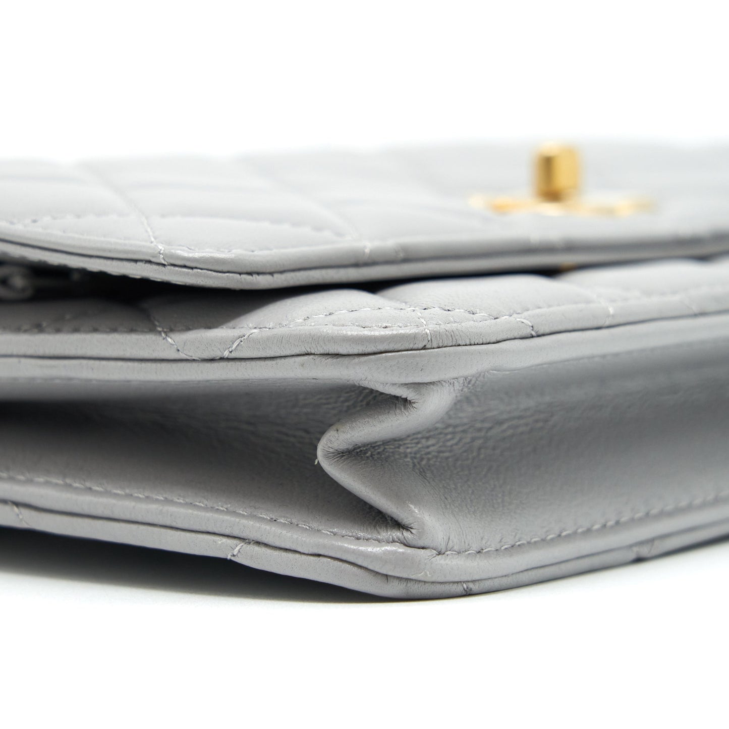Chanel Pearl Crush Wallet On Chain Lambskin Grey Brushed GHW (Microchip)