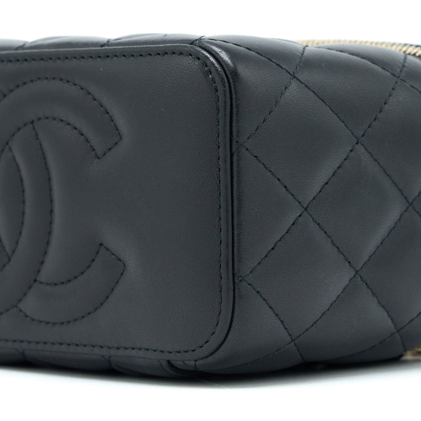 Chanel Pear Crush Long Vanity With Chain Lambskin Black GHW