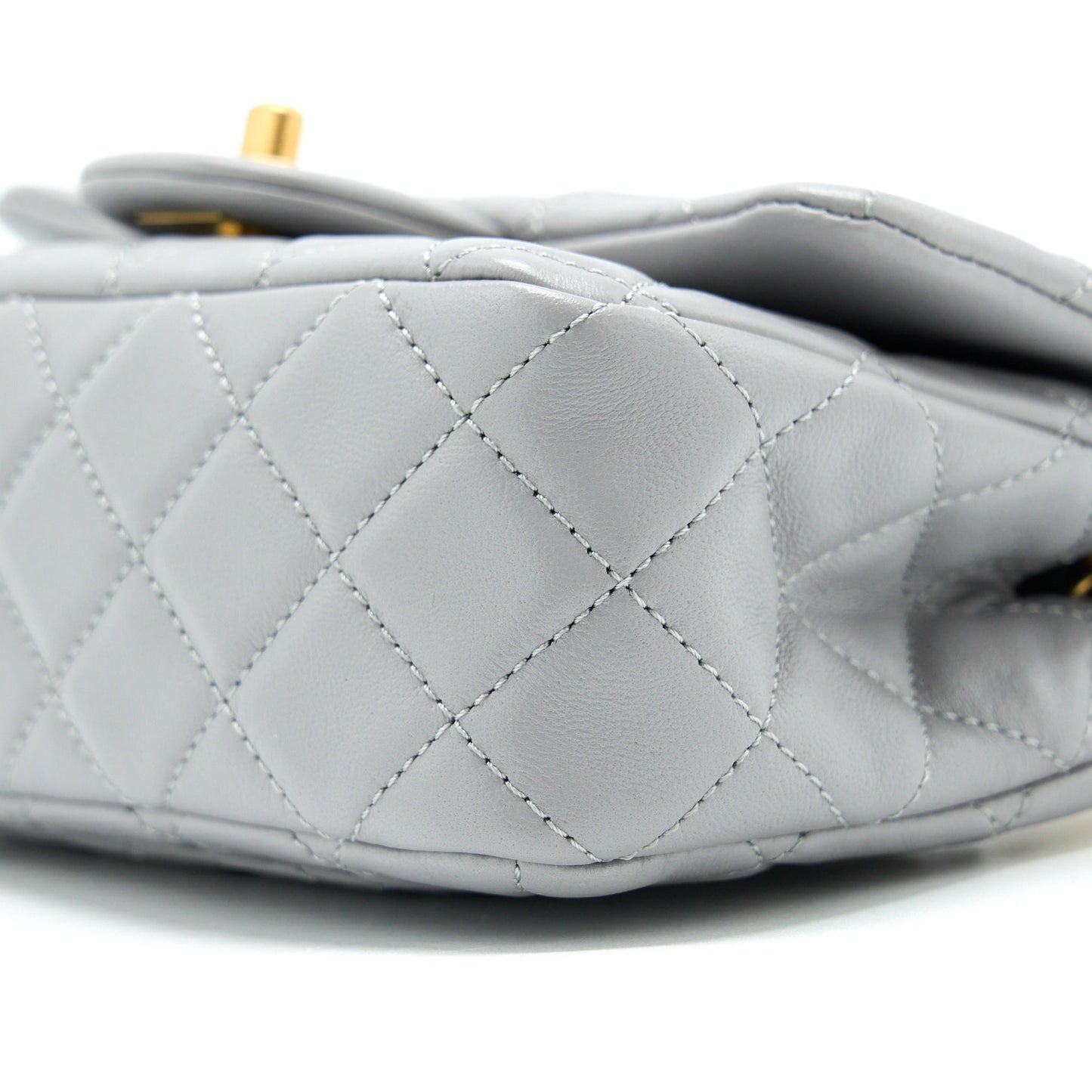 Chanel Pearl Crush Mini Square Flap Bag Lambskin Grey GHW