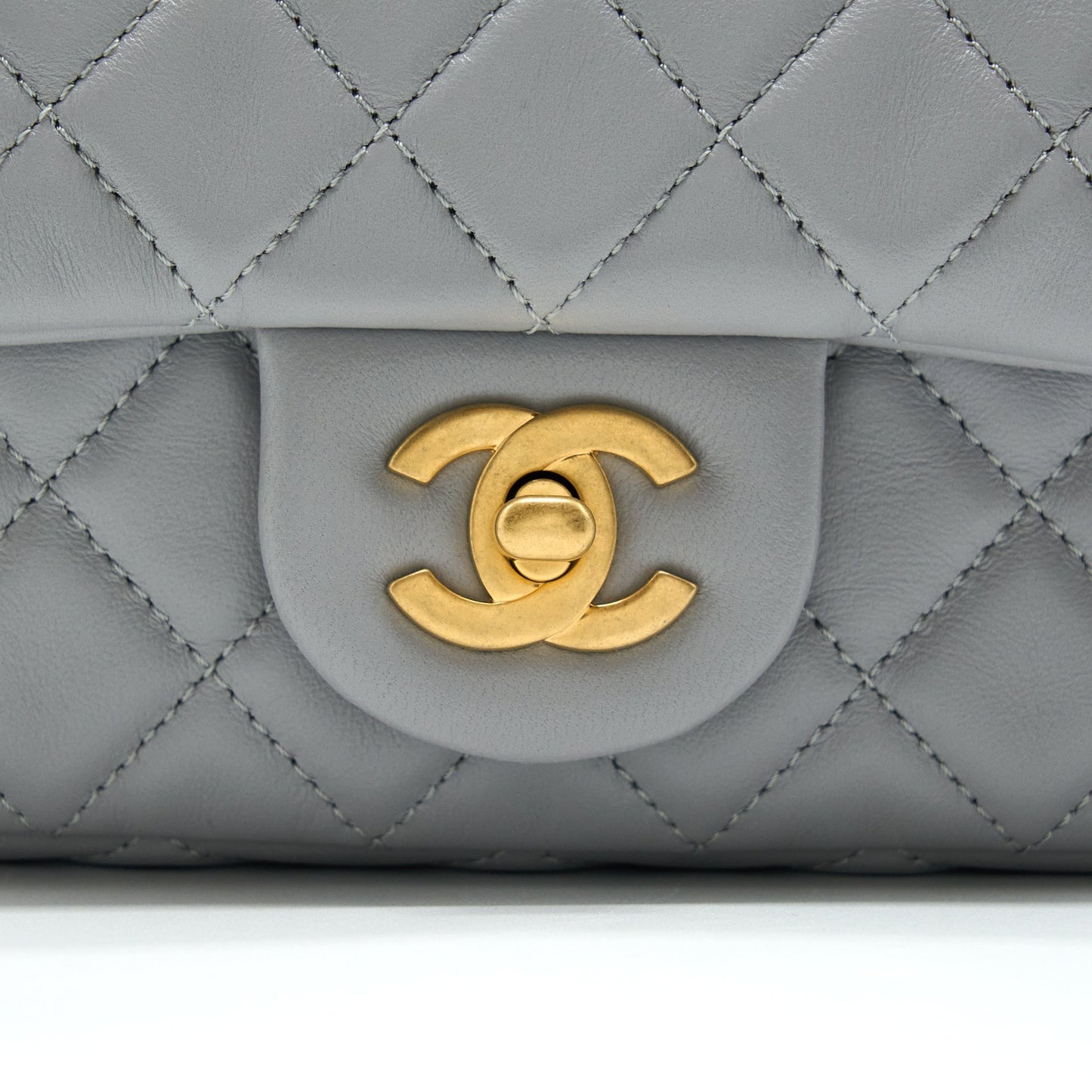 Chanel Pearl Crush Mini Square Flap Bag Lambskin Grey GHW