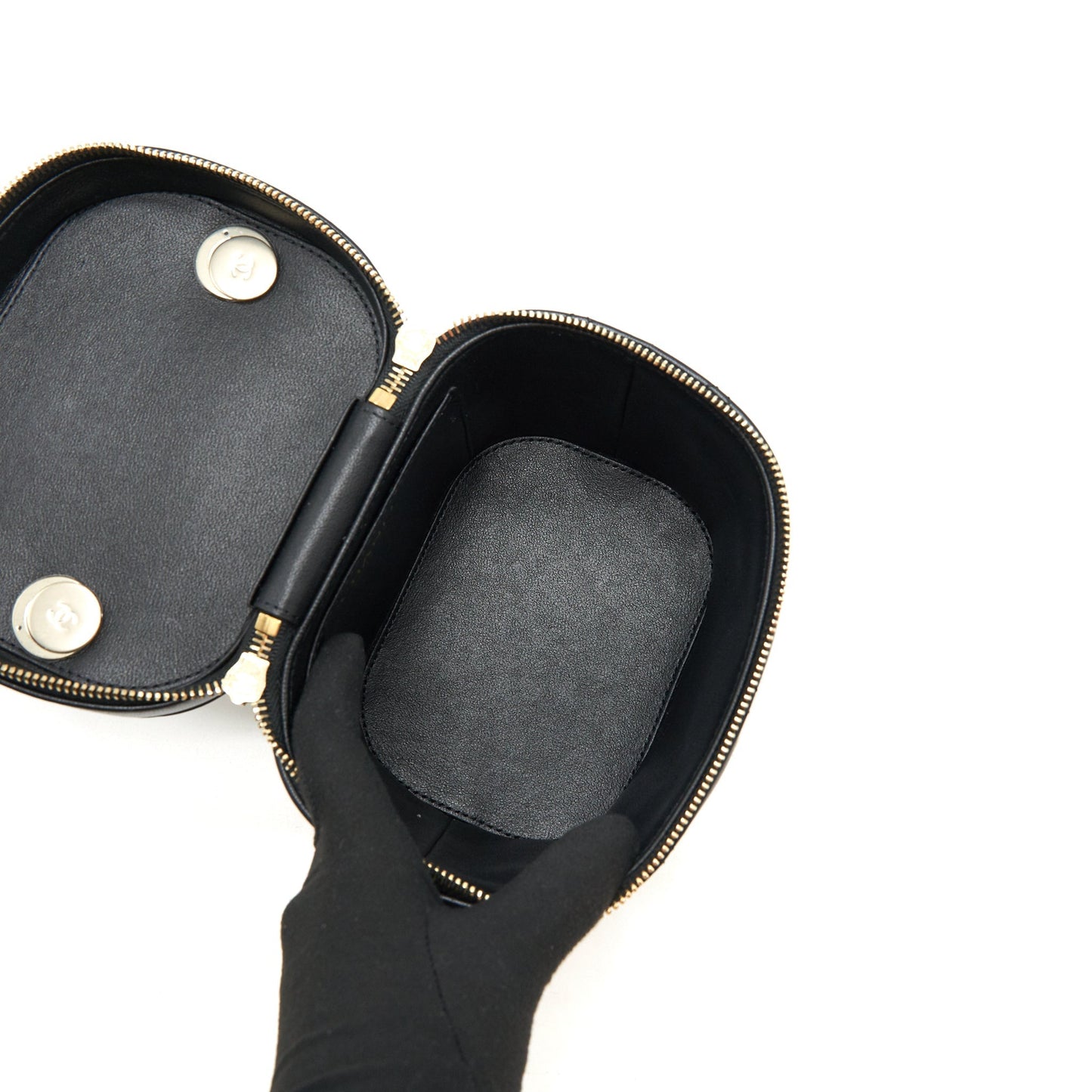 Chanel Trendy CC Round Vanity Case Crossbody Bag Lambskin Black LGHW