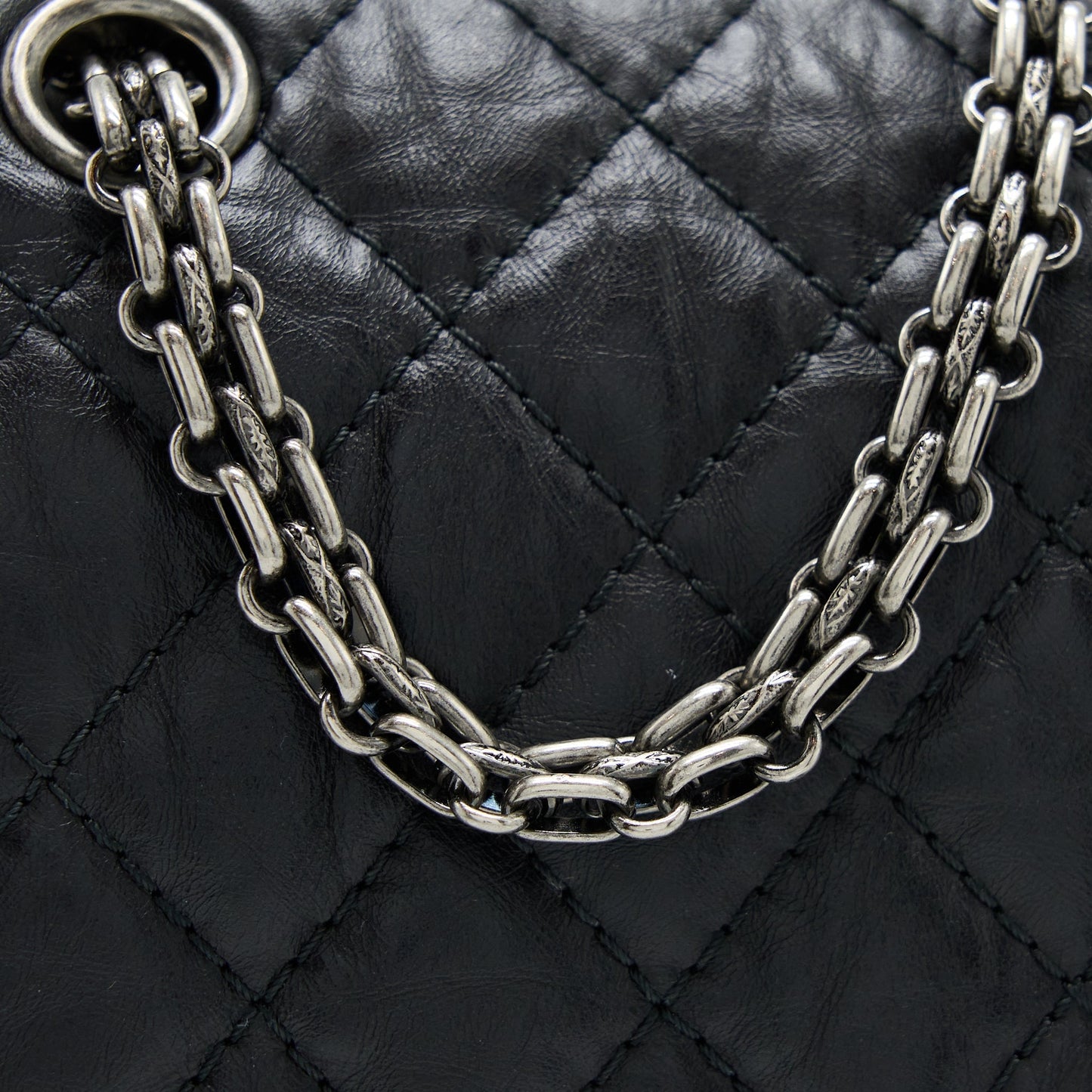 Chanel Small 2.55 Reissue Flap Bag Aged Calfskin Black With Ruthenium Hardware