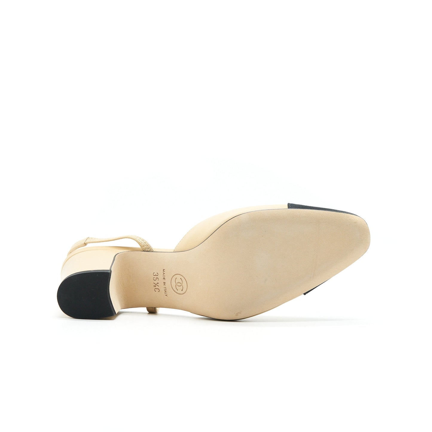 Chanel Sling Back Beige/ Black size 35.5
