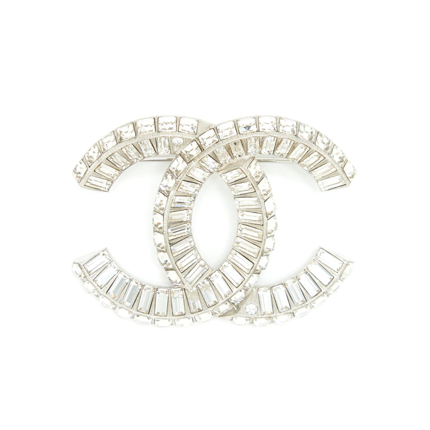 Chanel Metal And Strass Brooch Silver Tone