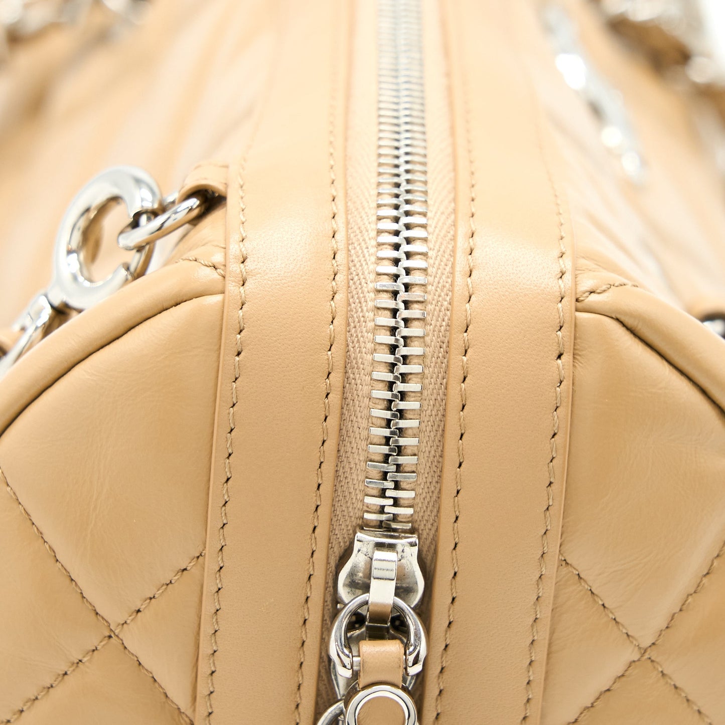 Chanel Bowling Bag Aged Calfskin Beige SHW