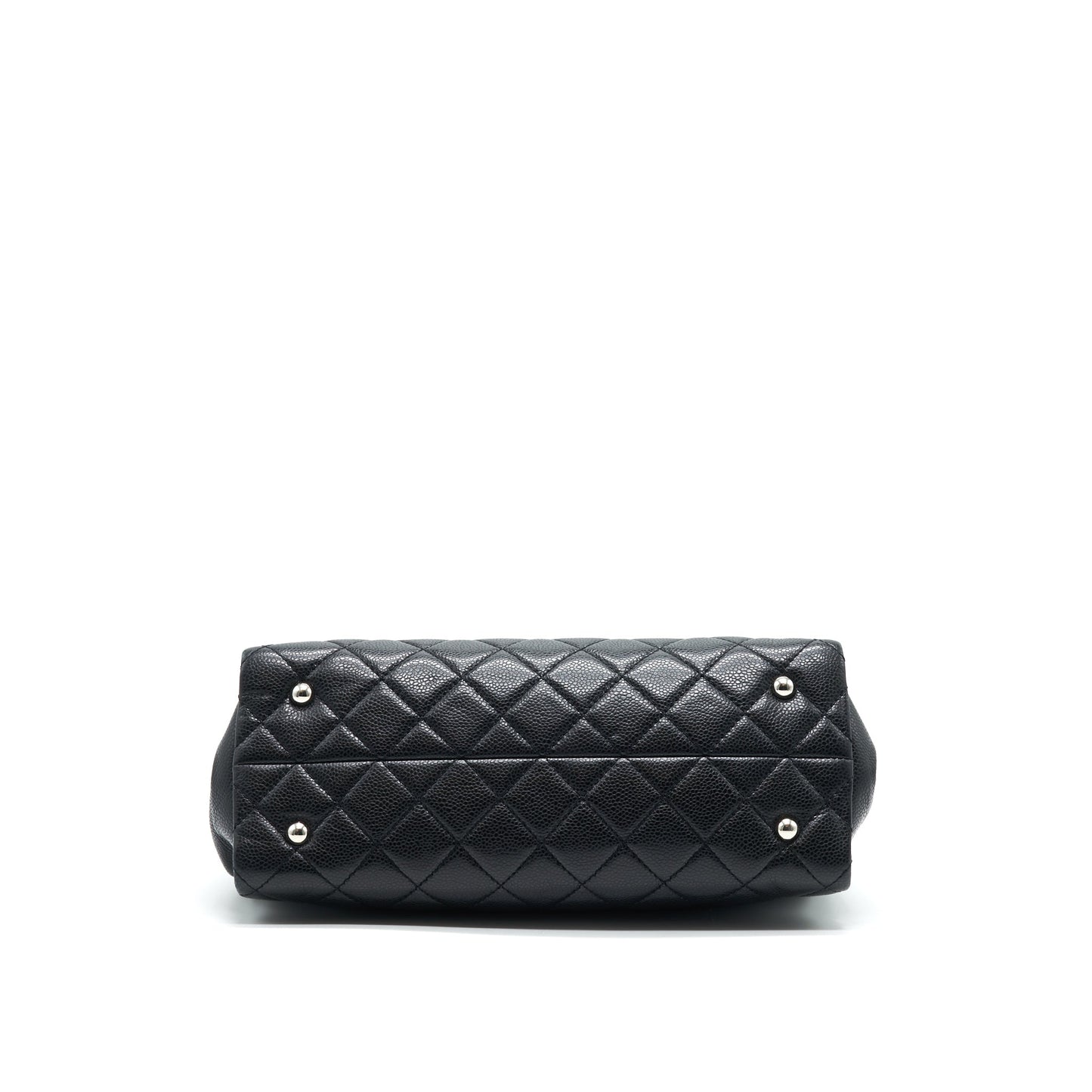 CHANEL QUILTED LEATHER TOTE BAG WITH CHAIN IN CARVIAR BLACK SHW