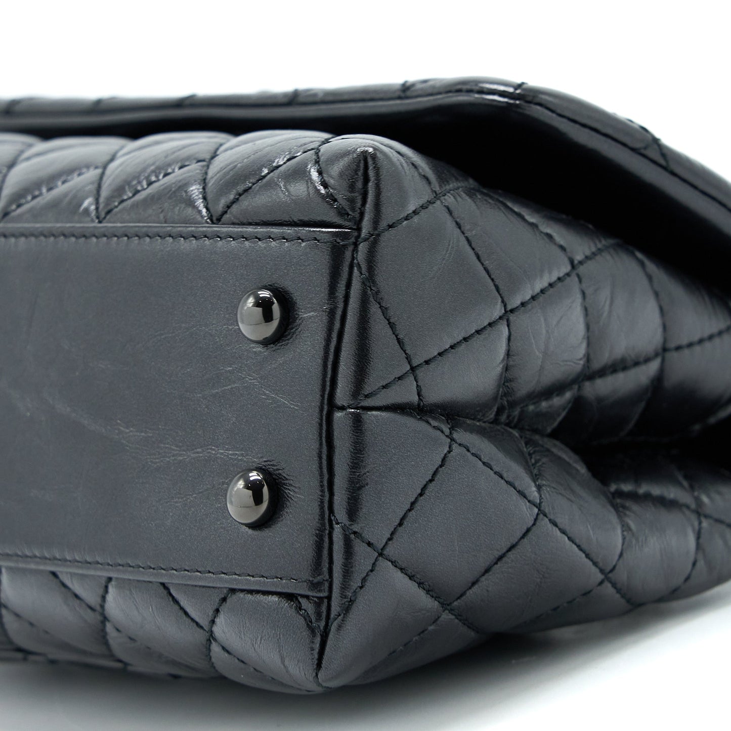 Chanel Small Coco Handle Aged Calfskin So Black With Black Hardware