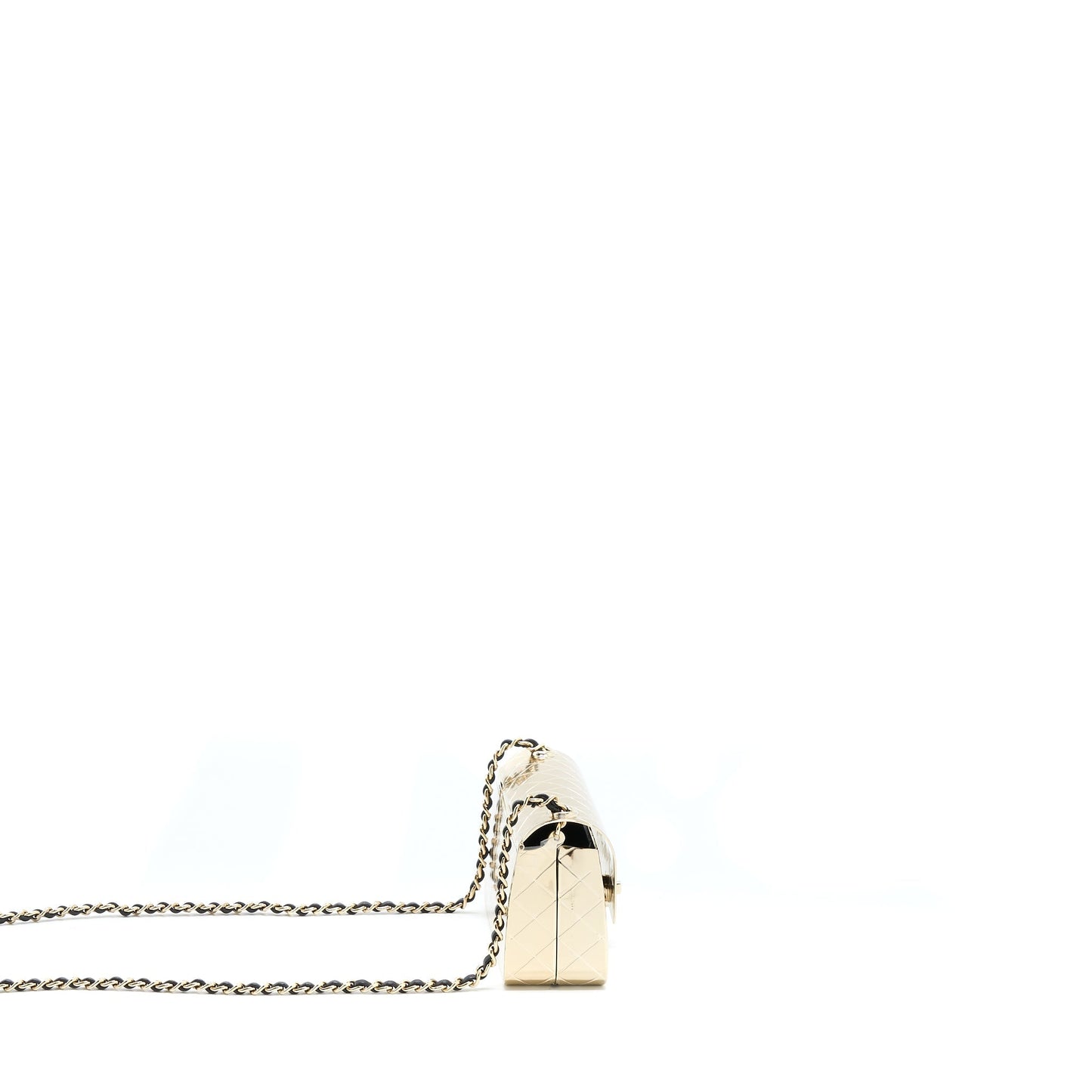 Chanel Mini Evening Bag Gold Tone Hammered Metal And Gold Tone Metal (Microchip )