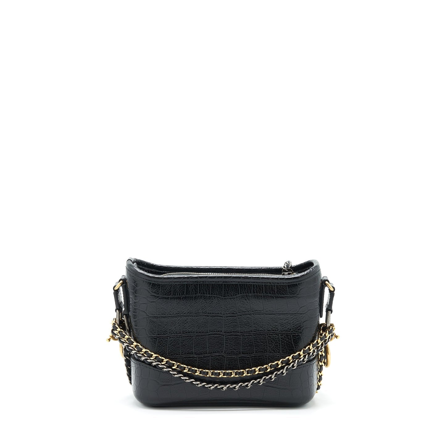 Chanel Small Gabrielle Hobo Bag Crocodile Embossed Calfskin Black Multicolour Hardware