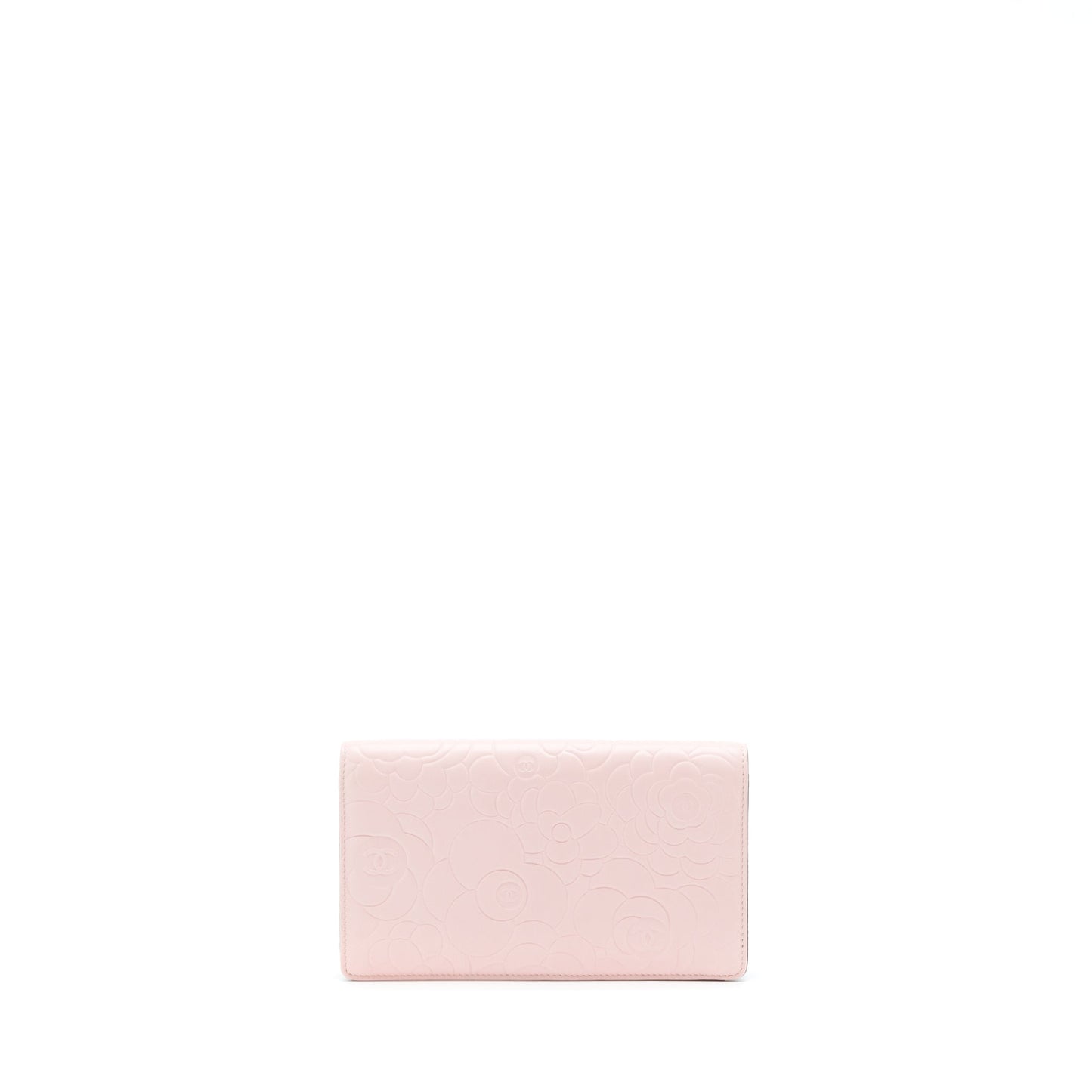 Chanel Camellia Long Wallet Lambskin Light Pink/Dark Brown SHW