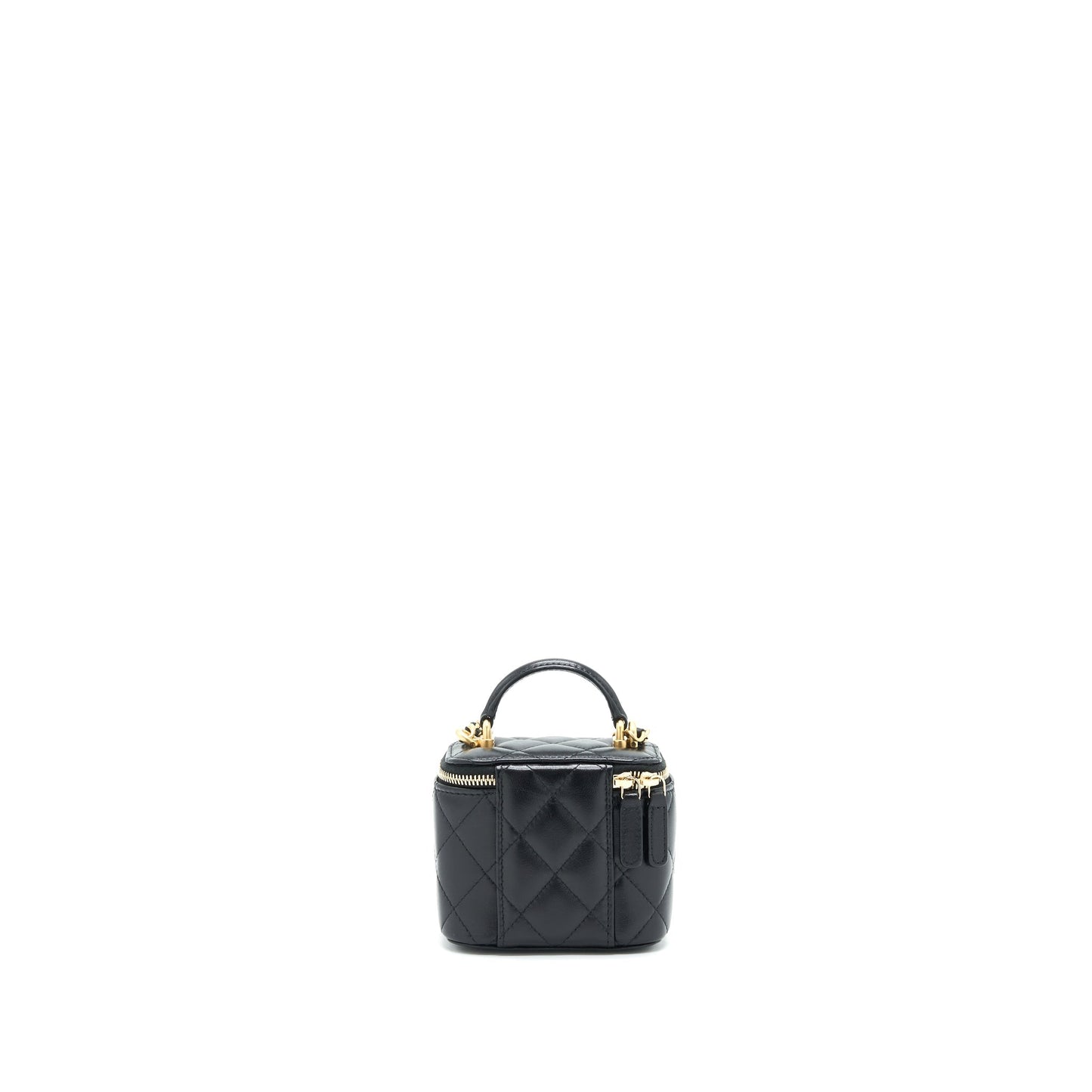 Chanel Small Handle Vanity With Chain Lambskin Black GHW