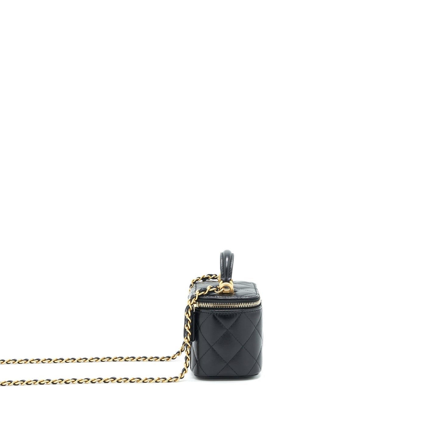Chanel Small Handle Vanity With Chain Lambskin Black GHW