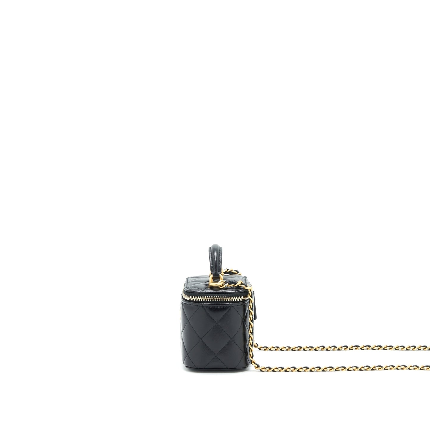 Chanel Small Handle Vanity With Chain Lambskin Black GHW