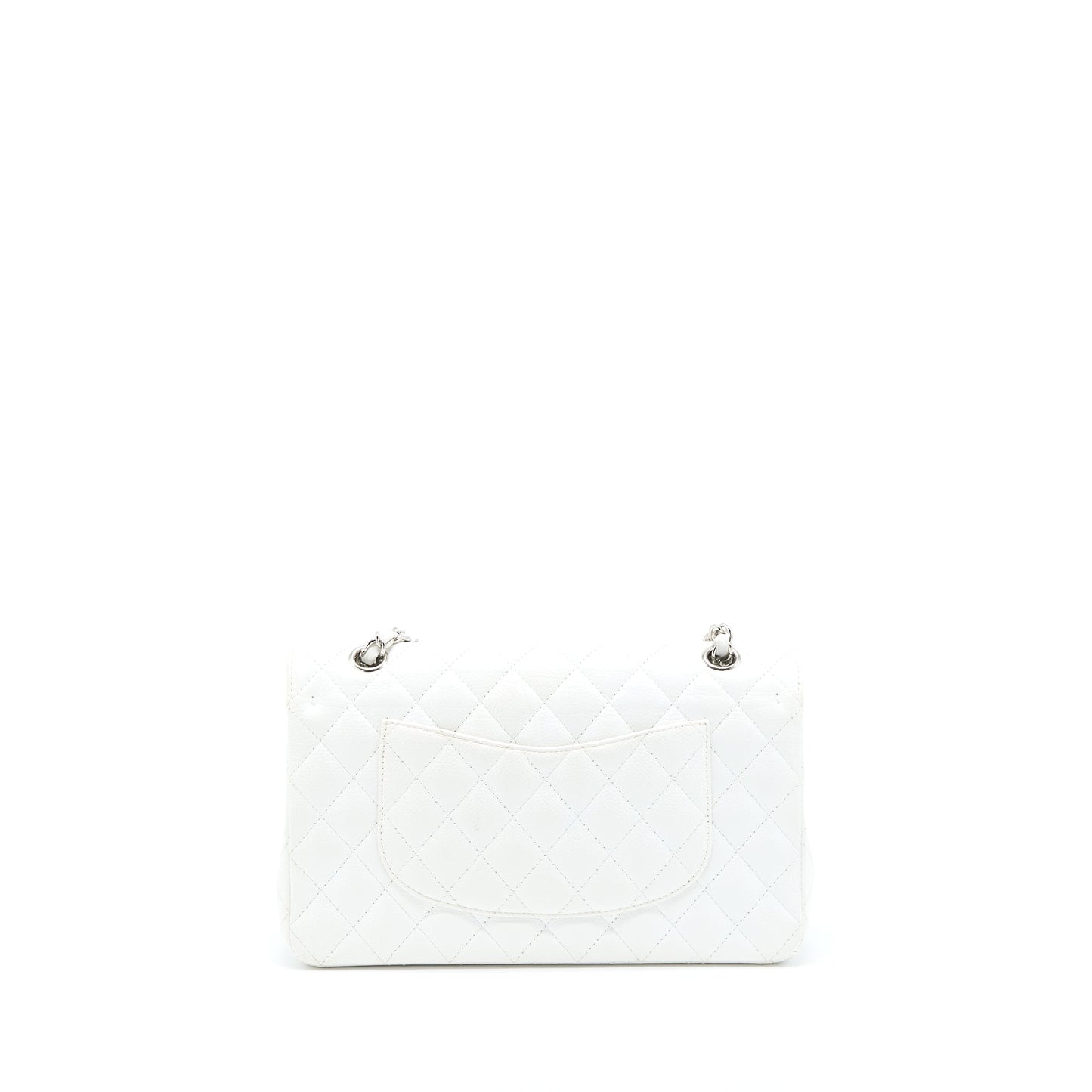 Chanel Medium Classic Flap Caviar White SHW