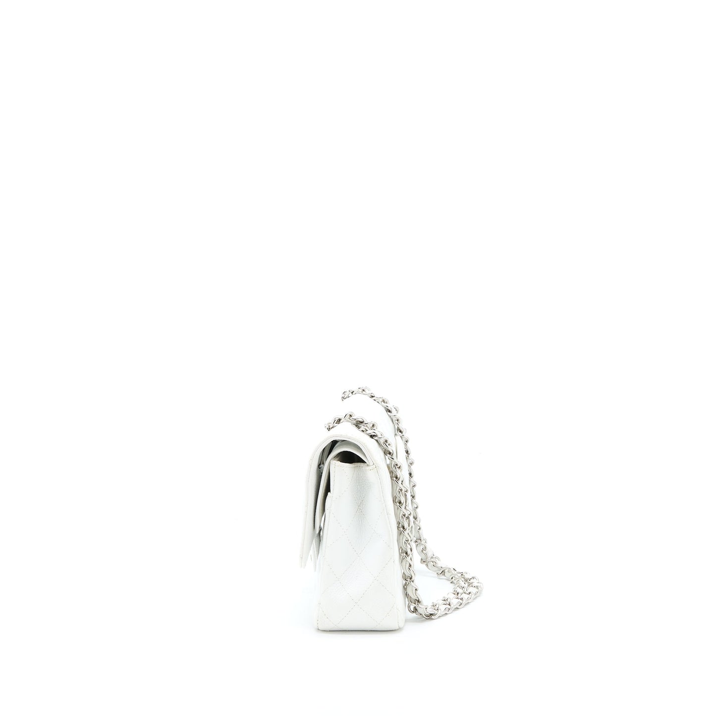 Chanel Medium Classic Flap Caviar White SHW
