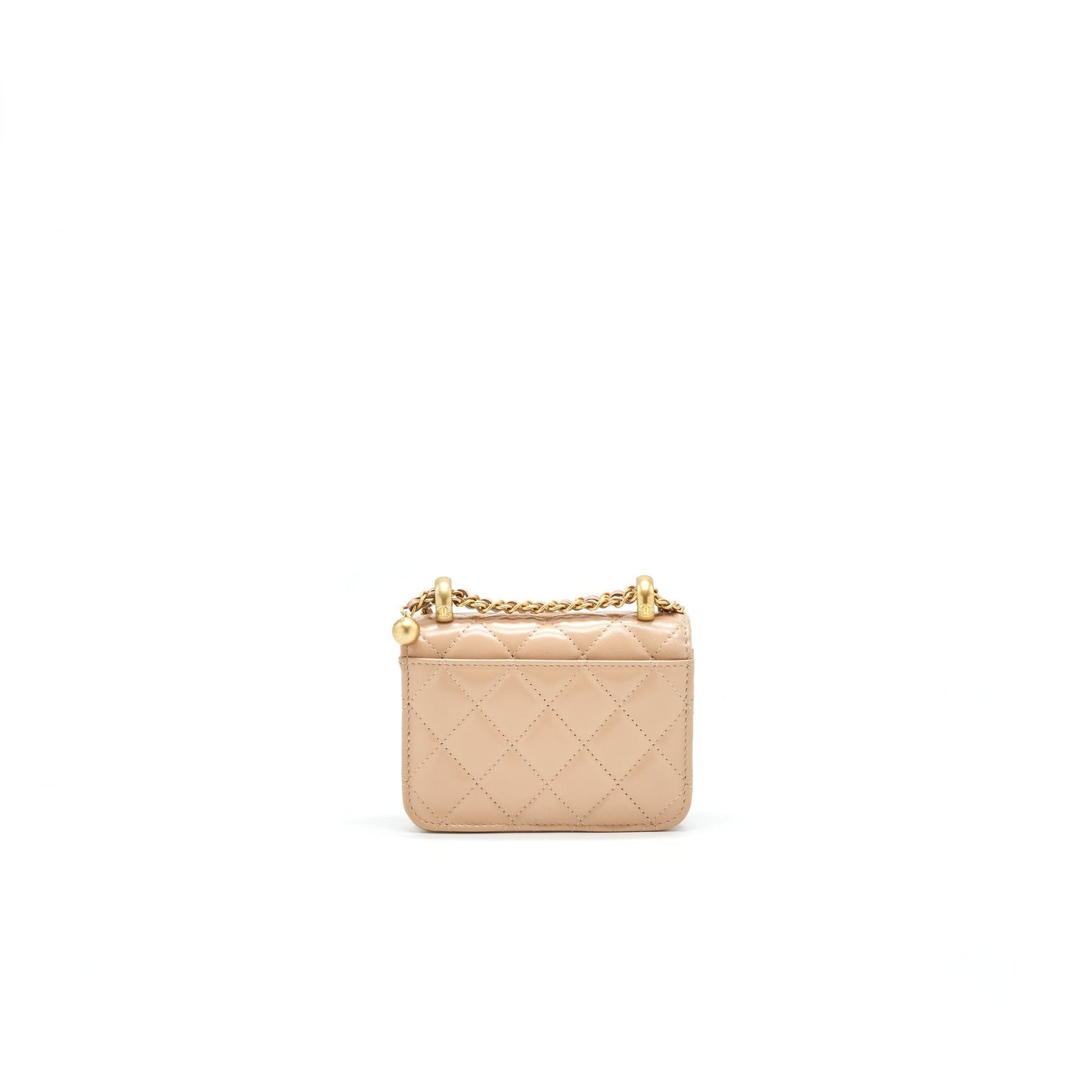 Chanel 21A Flap Coin Purse with Chain Beige GHW Calfskin