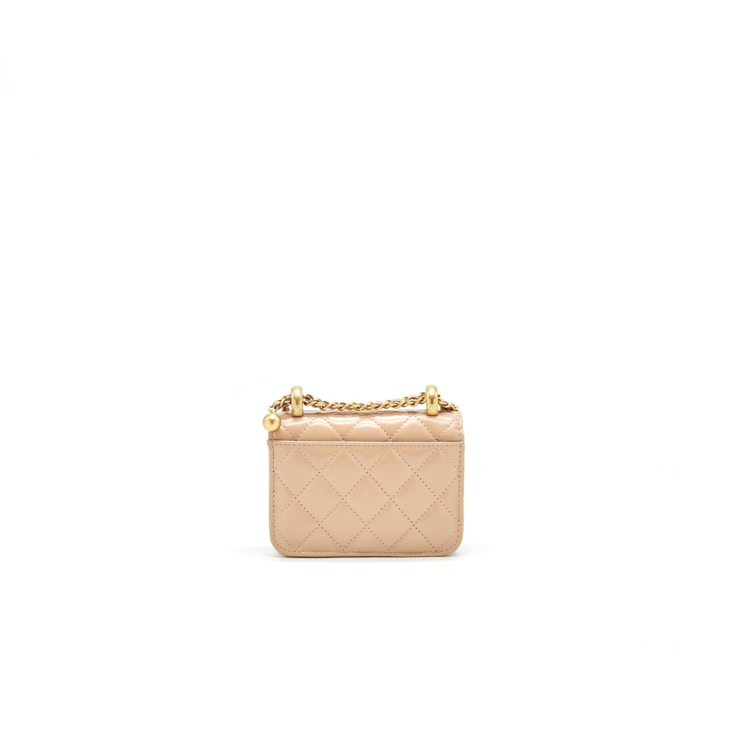 Chanel 21A Flap Coin Purse with Chain Beige GHW Calfskin