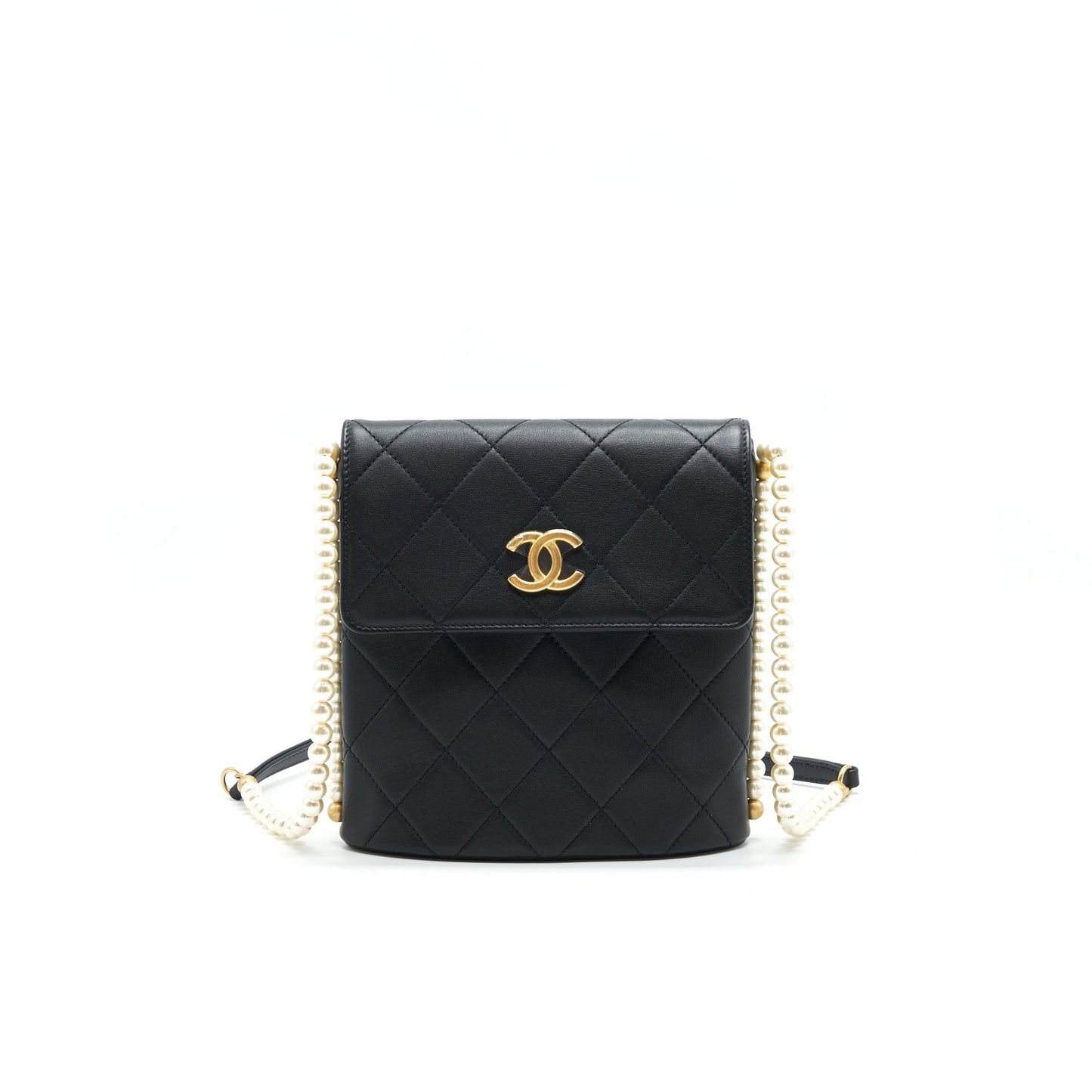 Chanel Small Hobo Bag With Pearls Black Calfskin GHW