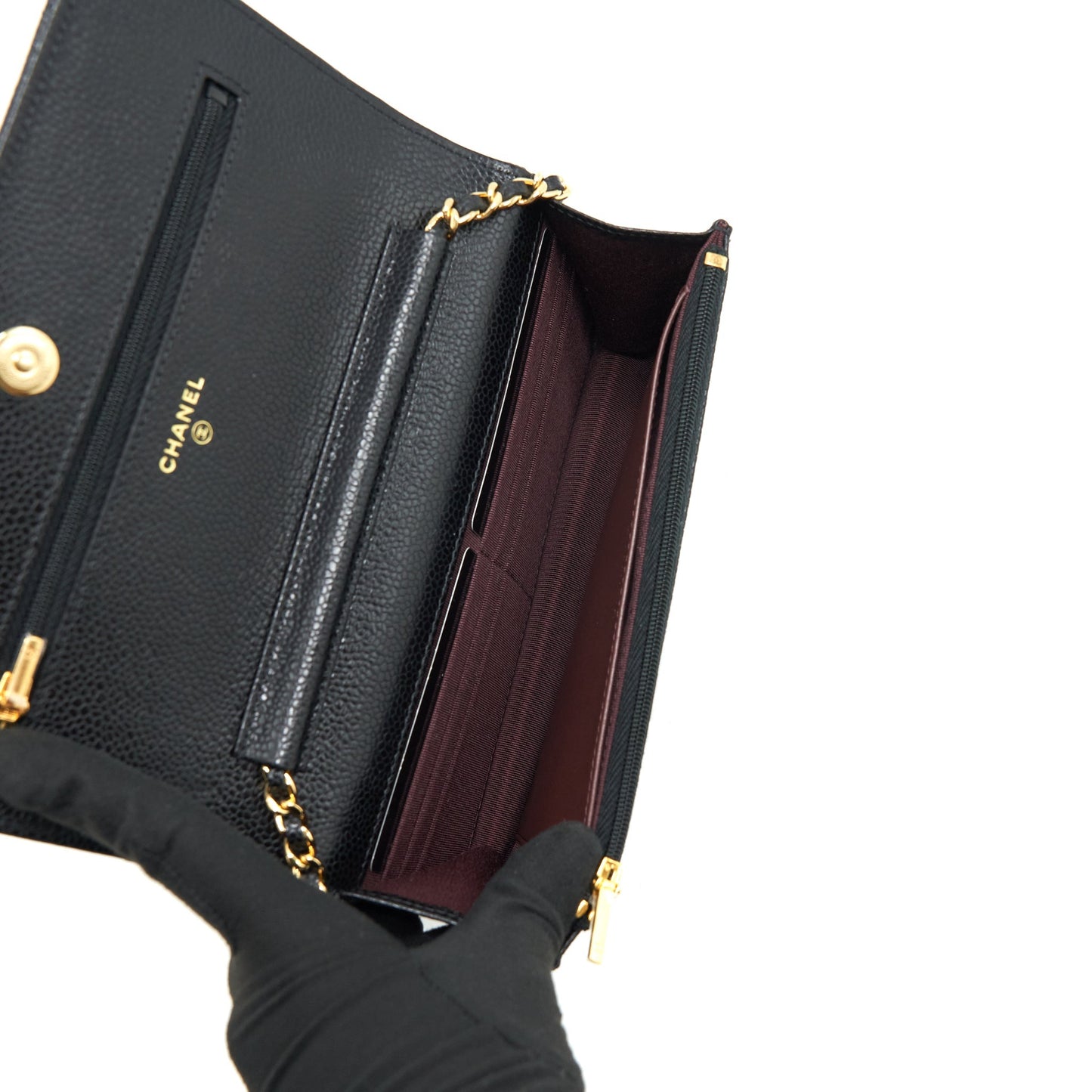 Chanel Classic Wallet on chain Caviar black GHW