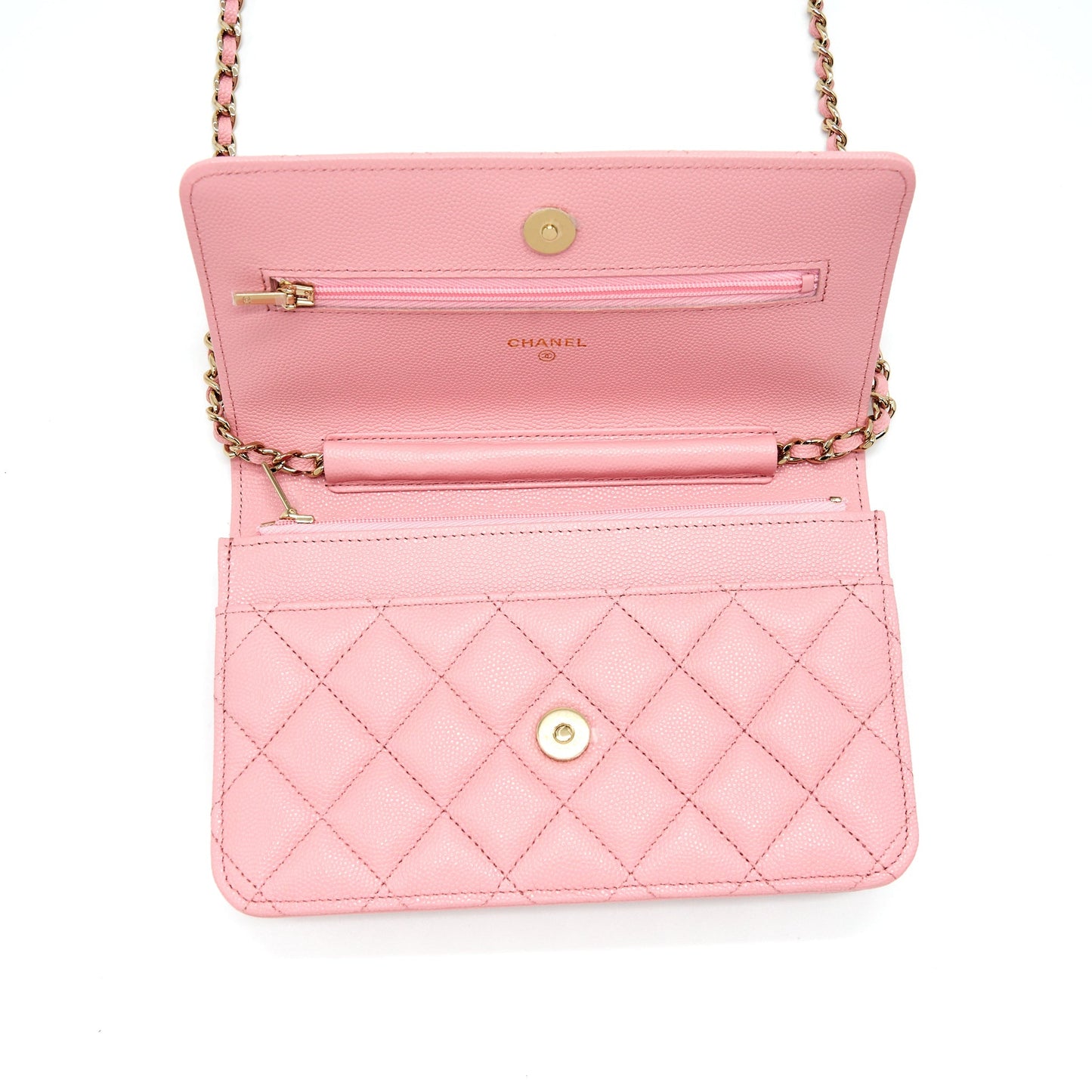 Chanel 22C Classic Wallet On Chain Caviar Pink LGHW (microchip)